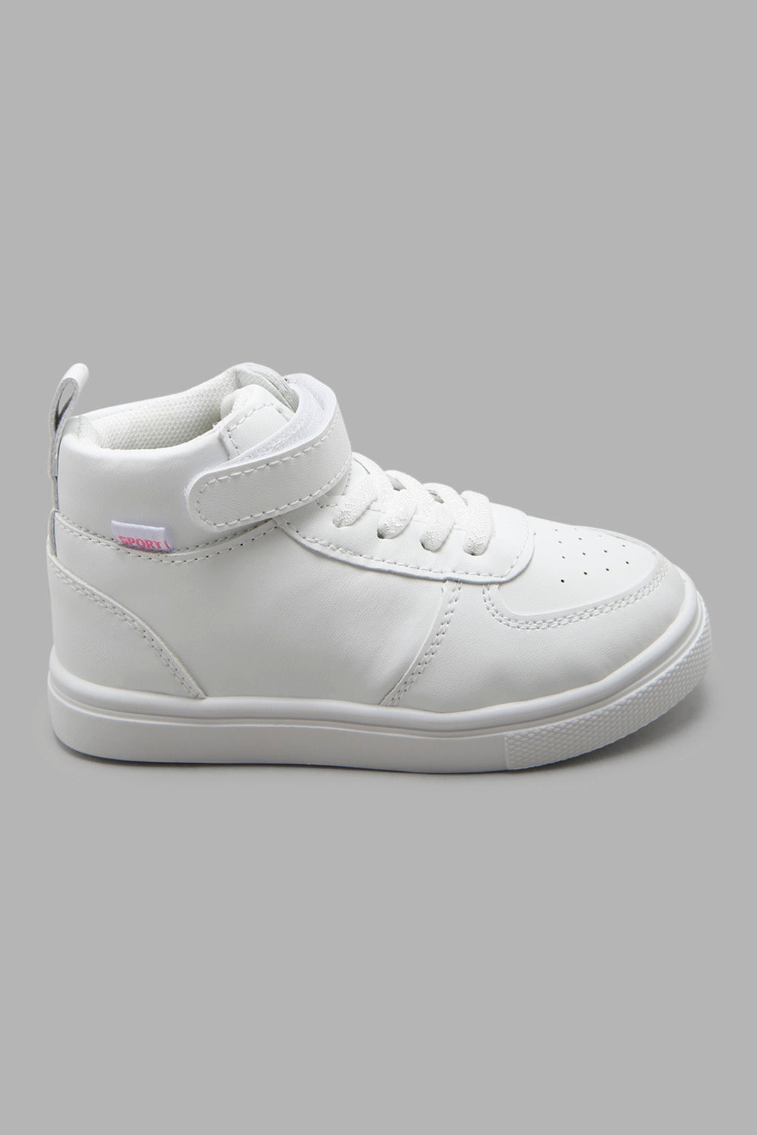 Redtag-White-High-Top-Sneaker-Category:Trainers,-Colour:White,-Deals:New-In,-Filter:Girls-Footwear-(3-to-5-Yrs),-GIR-Trainers,-NDAY,-New-In-GIR-FOO,-Non-Sale,-Section:Girls-(0-to-14Yrs),-W22A-Girls-3 to 5 Years