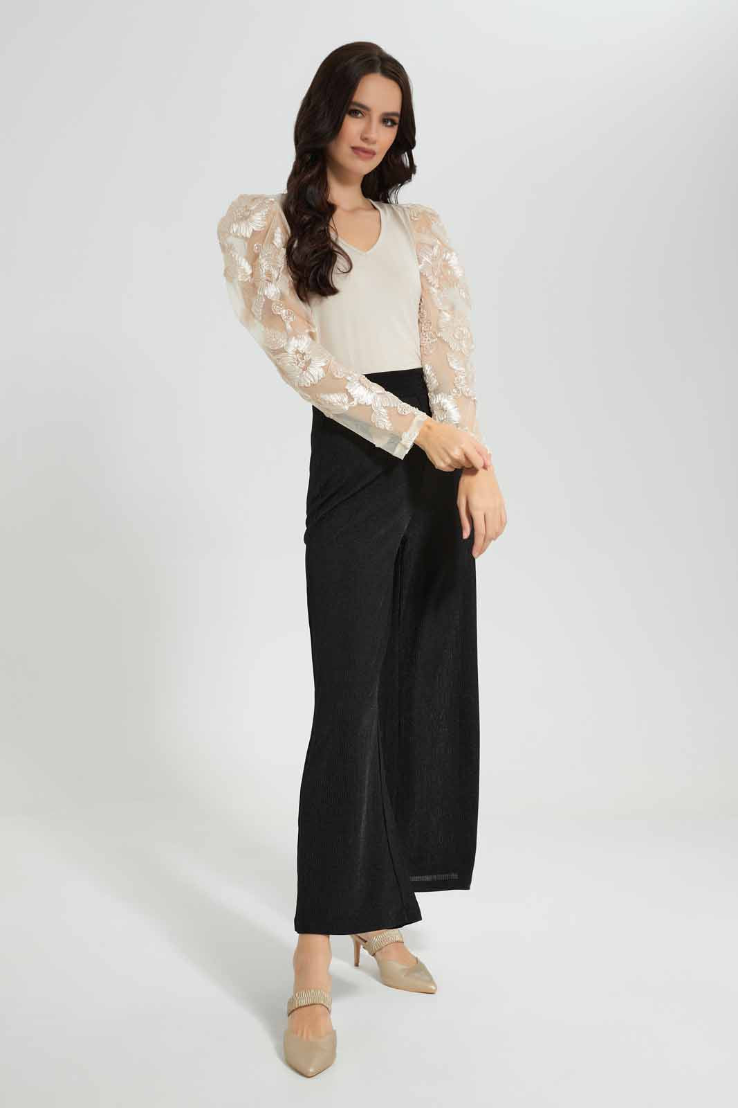Redtag-Beige-Textured-Sleeve-Top-Category:Blouses,-Colour:Beige,-Deals:New-In,-EID,-Filter:Women's-Clothing,-New-In-Women-APL,-Non-Sale,-Section:Women,-W22O,-Women-Blouses-Women's-