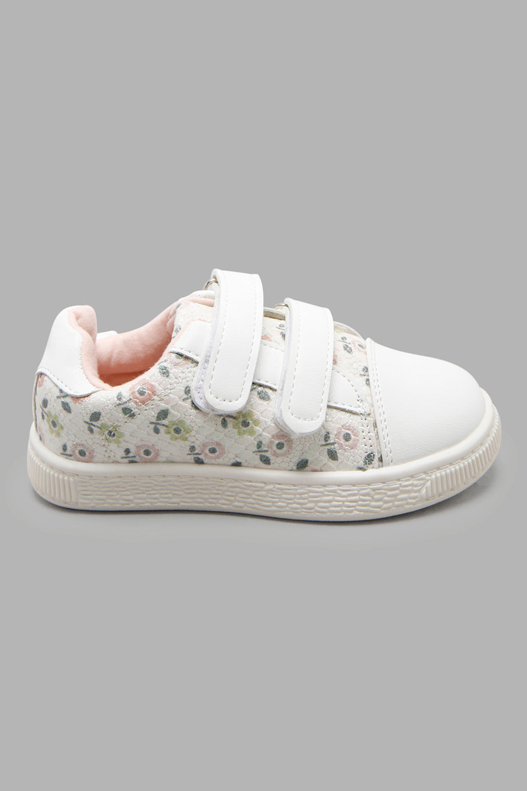 Redtag-White-Foral-Print-Sneaker-Category:Shoes,-Colour:White,-Deals:New-In,-Filter:Girls-Footwear-(1-to-3-Yrs),-ING-Shoes,-New-In-ING-FOO,-Non-Sale,-Section:Girls-(0-to-14Yrs),-W22A-Infant-Girls-1 to 3 Years