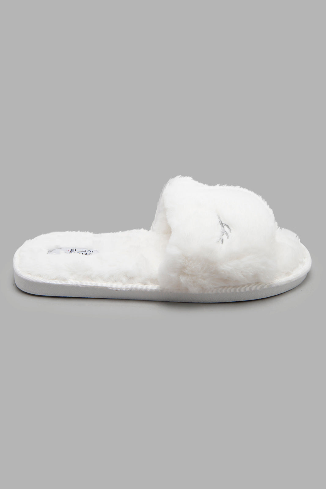 Redtag-White-Slipper-With-Eyelash-Embroidery-Category:Slippers,-CHR,-Colour:White,-Deals:New-In,-Filter:Women's-Footwear,-New-In-Women-FOO,-Non-Sale,-Section:Women,-W22A,-Women-Slippers-Women's-
