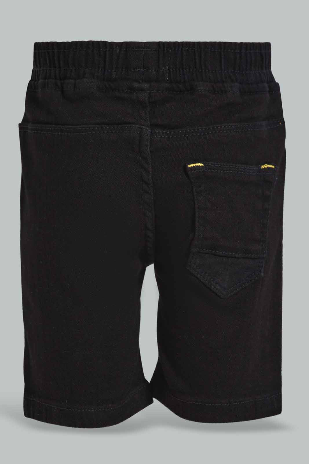 Redtag-Black-Wash-Denim-Short-Category:Shorts,-Colour:Black,-Deals:New-In,-Filter:Infant-Boys-(3-to-24-Mths),-INB-Shorts,-New-In-INB-APL,-Non-Sale,-Section:Boys-(0-to-14Yrs),-W22O-Infant-Boys-3 to 24 Months