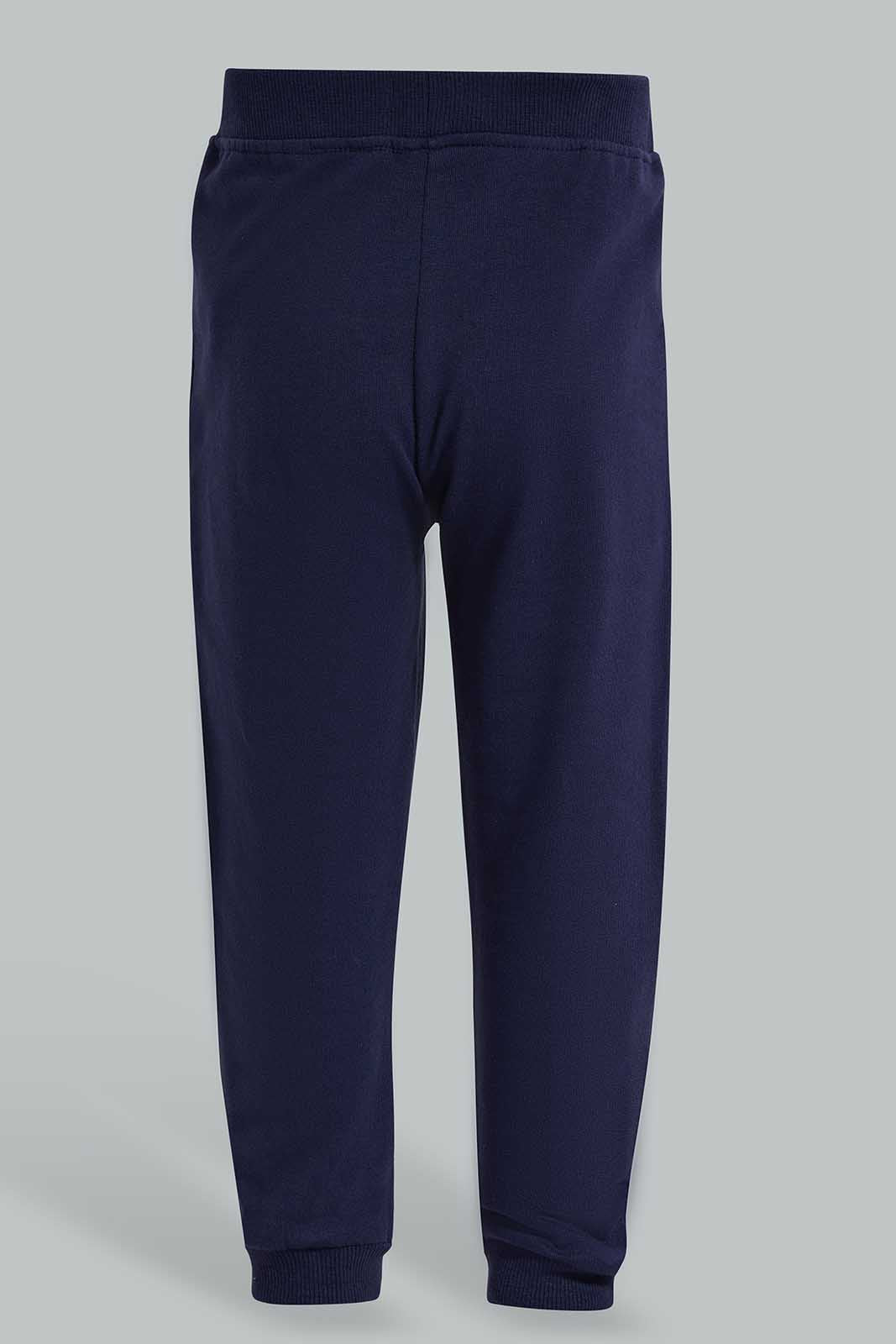 Redtag-Navy-And-Grey-Active-Pants-(2-Pack)-Category:Joggers,-Colour:Navy,-Deals:New-In,-Filter:Infant-Boys-(3-to-24-Mths),-INB-Joggers,-New-In-INB-APL,-Non-Sale,-Section:Boys-(0-to-14Yrs),-W22O-Infant-Boys-3 to 24 Months