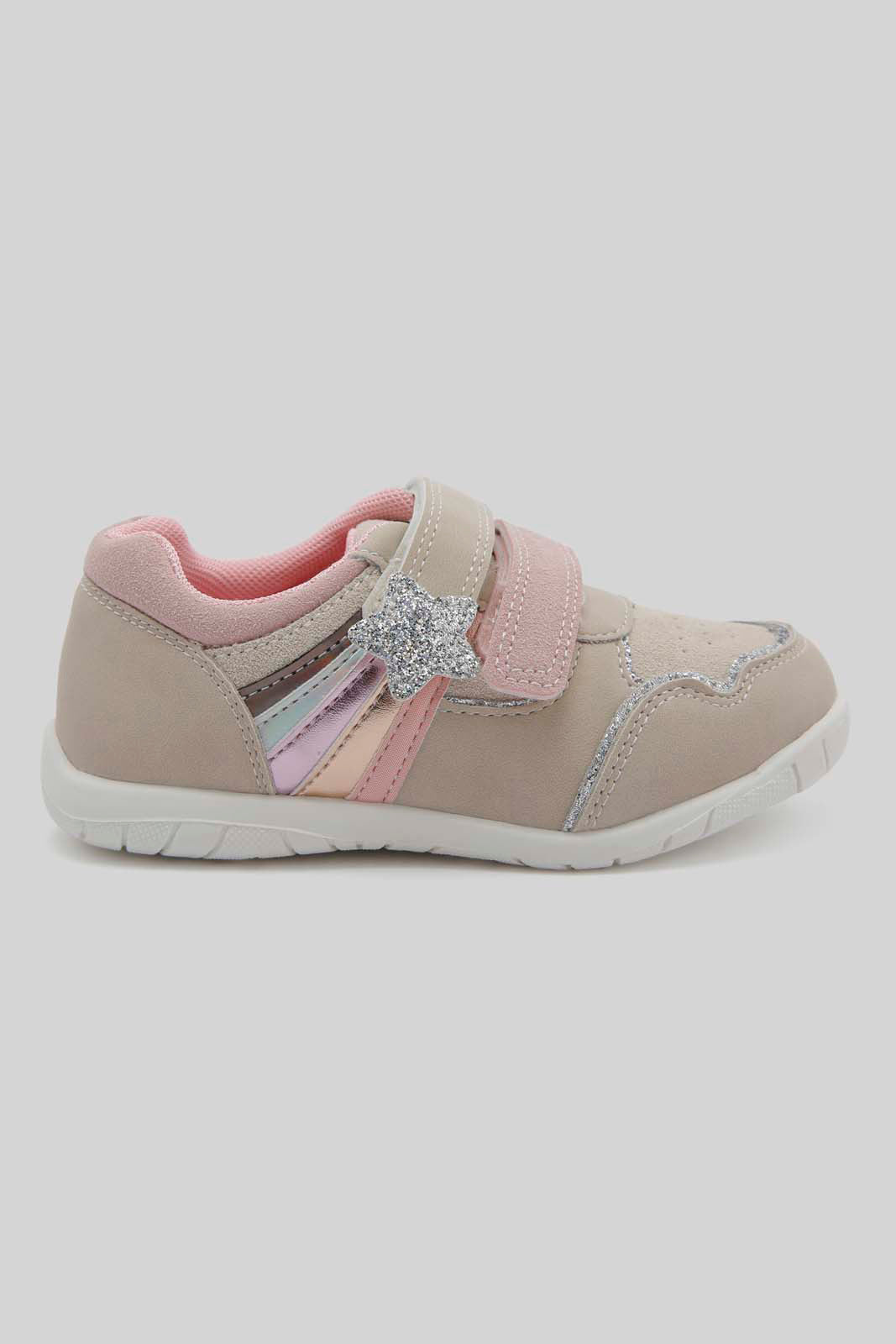 Redtag-Pale-Grey-Velcro-Sneakers-Category:Trainers,-Colour:Grey,-Deals:New-In,-Dept:Girls,-Filter:Girls-Footwear-(3-to-5-Yrs),-GIR-Trainers,-New-In-GIR-FOO,-Non-Sale,-Section:Girls-(0-to-14Yrs),-W22B-Girls-3 to 5 Years