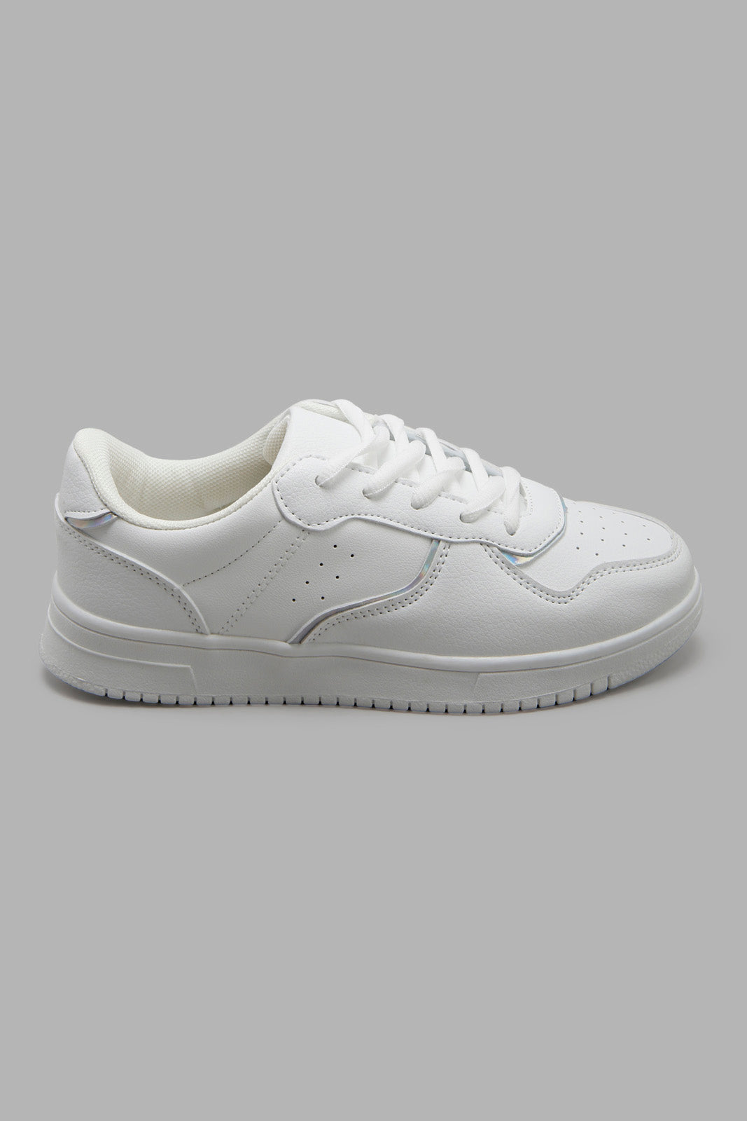 Redtag-White-Lace-Up-Sneaker-BTS,-Category:Trainers,-Colour:White,-Deals:New-In,-Filter:Girls-Footwear-(5-to-14-Yrs),-GSR-Trainers,-New-In-GSR-FOO,-Non-Sale,-Section:Girls-(0-to-14Yrs),-W22A-Senior-Girls-5 to 14 Years