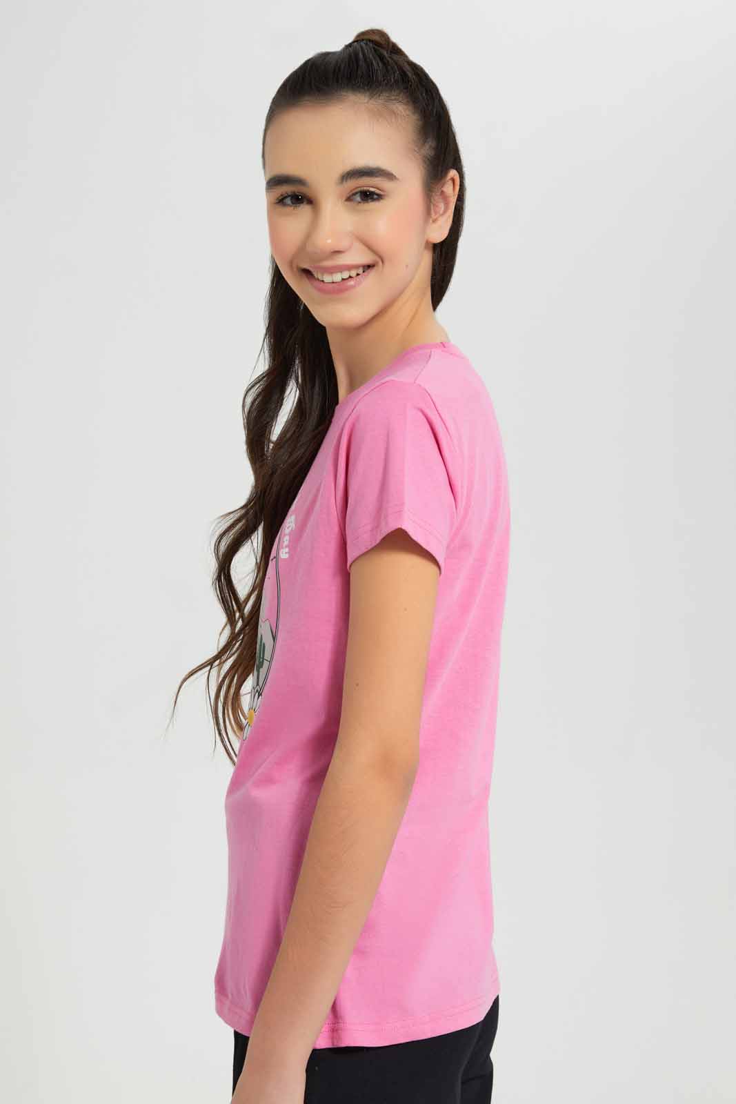 Redtag-Pink-Basic-T-Shirt-Category:T-Shirts,-Colour:Apricot,-Deals:New-In,-Filter:Senior-Girls-(9-to-14-Yrs),-GSR-T-Shirts,-New-In-GSR-APL,-Non-Sale,-Section:Girls-(0-to-14Yrs),-TBL,-W22O-Senior-Girls-9 to 14 Years