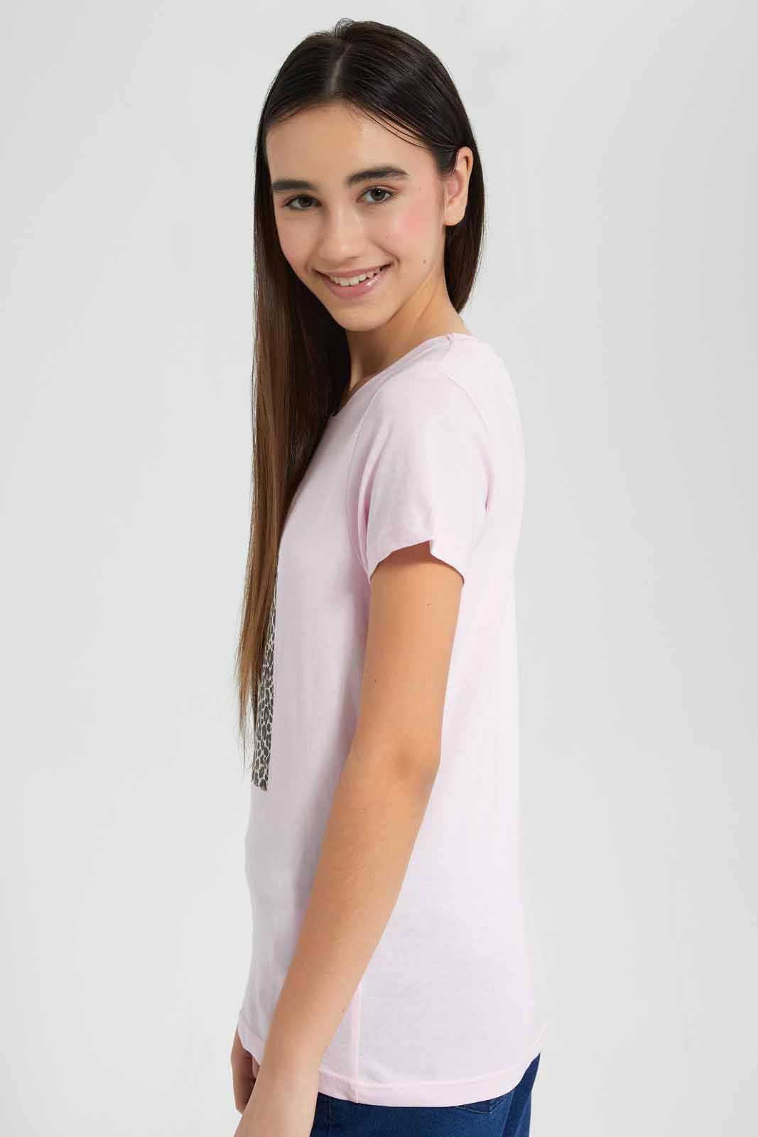 Redtag-Pink-Basic-T-Shirt-Category:T-Shirts,-Colour:Apricot,-Deals:New-In,-Filter:Senior-Girls-(9-to-14-Yrs),-GSR-T-Shirts,-New-In-GSR-APL,-Non-Sale,-Section:Girls-(0-to-14Yrs),-TBL,-W22O-Senior-Girls-9 to 14 Years