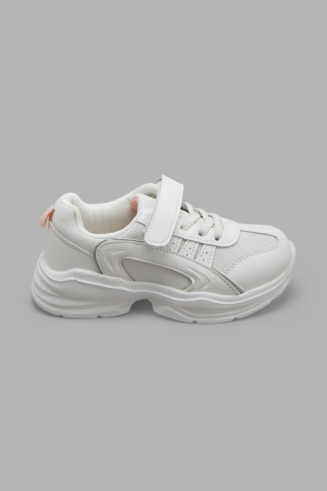 Redtag-White-Velcro-Strap-Chunky-Sneaker-Category:Trainers,-Colour:White,-Deals:New-In,-Filter:Girls-Footwear-(3-to-5-Yrs),-GIR-Trainers,-New-In-GIR-FOO,-Non-Sale,-Section:Girls-(0-to-14Yrs),-W22A-Girls-3 to 5 Years