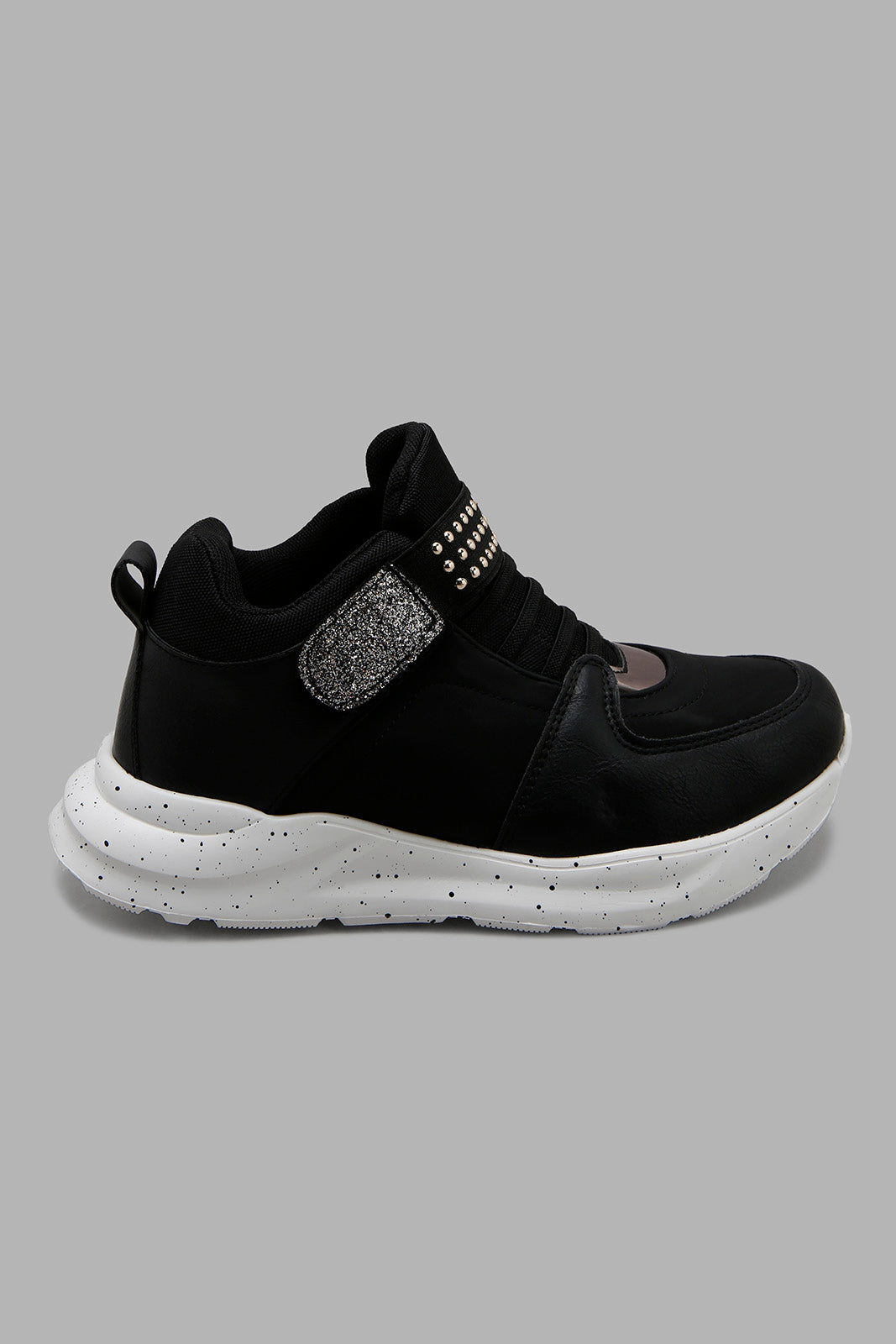 Redtag-Black-Print-Sole-High-Top-Sneaker-Category:Trainers,-Colour:Black,-Deals:New-In,-Filter:Girls-Footwear-(5-to-14-Yrs),-GSR-Trainers,-New-In-GSR-FOO,-Non-Sale,-Section:Girls-(0-to-14Yrs),-W22B-Senior-Girls-5 to 14 Years