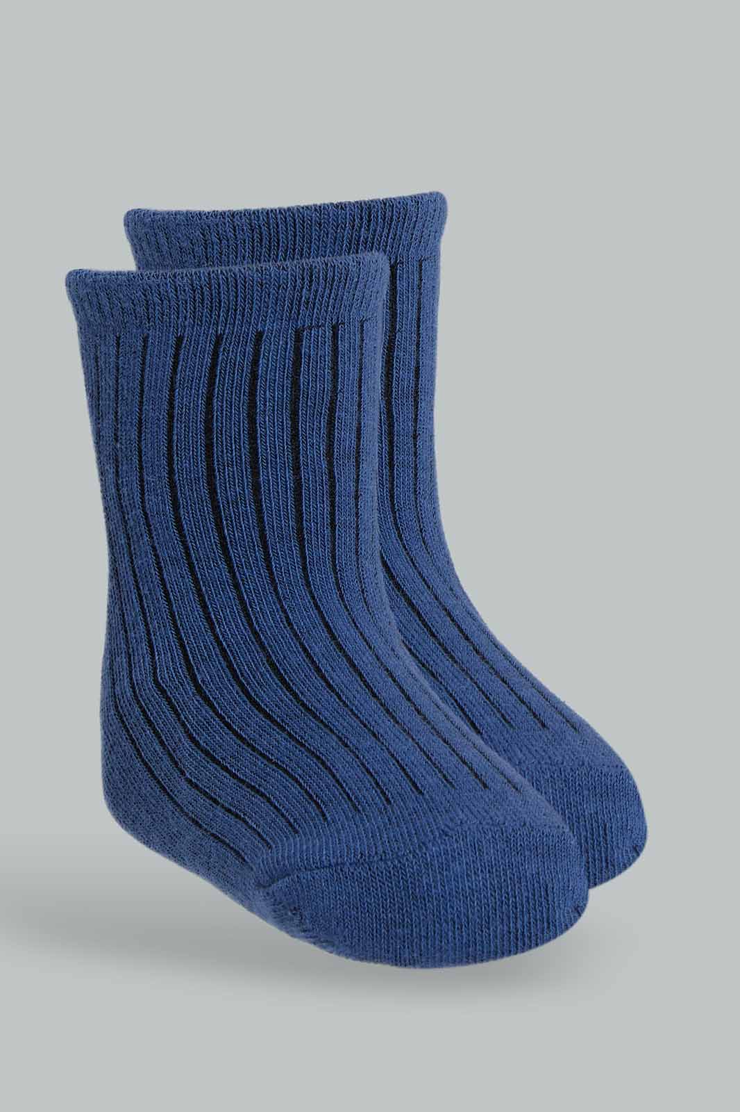 Redtag-Navy-Ecru-Assorted-Socks-4-Pack-365,-Category:Socks,-Colour:Assorted,-Deals:New-In,-Filter:Infant-Boys-(3-to-24-Mths),-INB-Socks,-New-In-INB-APL,-Non-Sale,-Section:Boys-(0-to-14Yrs)-Infant-Boys-3 to 24 Months