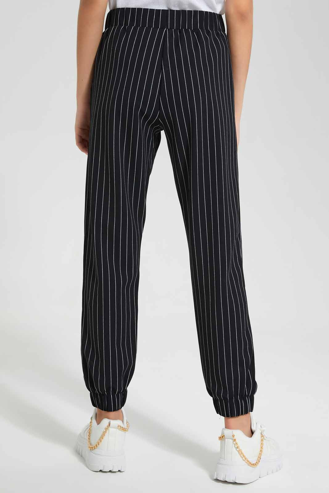Redtag-Black/White-Stripes-Knitted-Harem-Pant-Category:Trousers,-Colour:Assorted,-Deals:New-In,-Filter:Senior-Girls-(9-to-14-Yrs),-GSR-Trousers,-New-In-GSR-APL,-Non-Sale,-Section:Girls-(0-to-14Yrs),-TBL,-W22O-Senior-Girls-9 to 14 Years