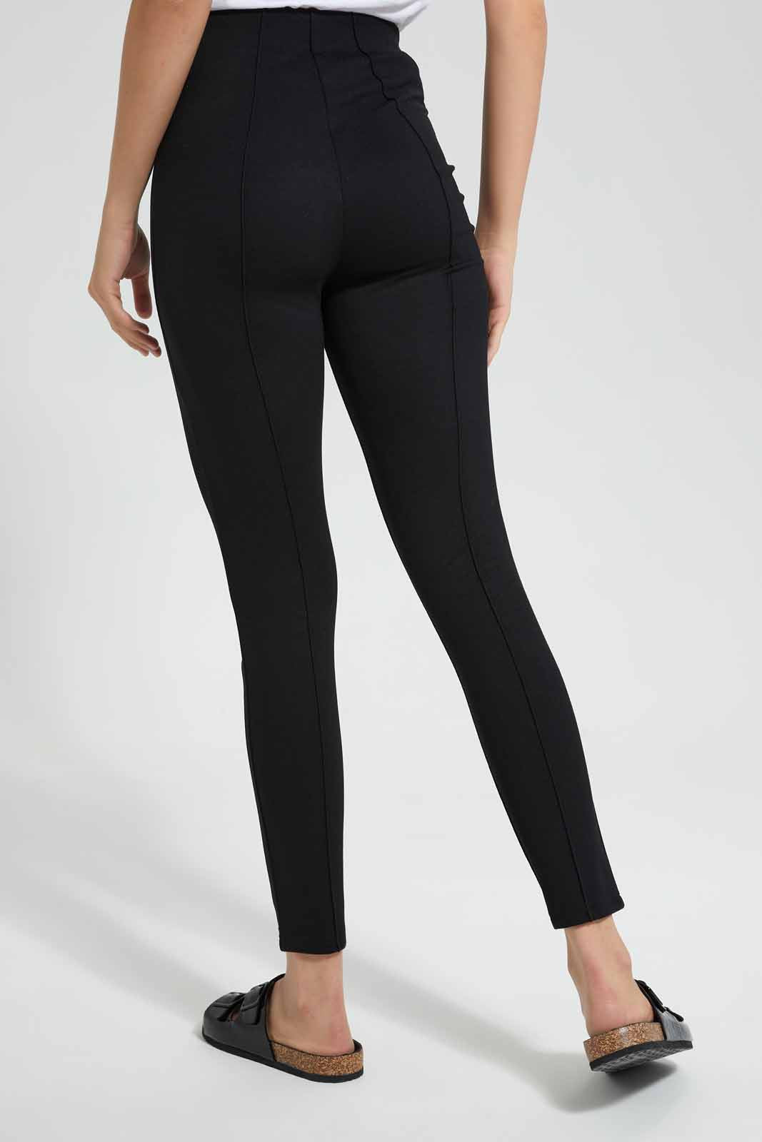 Redtag-Black-Pleated-Pontie-Legging-.-Category:Jeggings,-Colour:Black,-Deals:New-In,-Filter:Women's-Clothing,-New-In-Women,-Non-Sale,-Section:Women,-W22O,-Women-Jeggings-Women's-