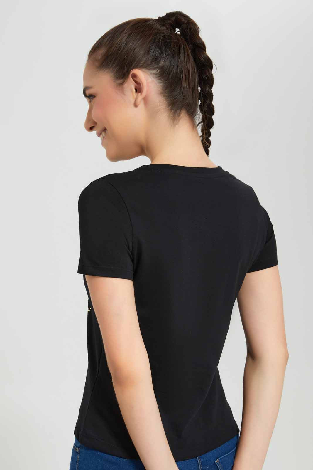 Redtag-Black-Always-Better-Printed-T-Shirt-Category:T-Shirts,-Colour:Black,-Deals:New-In,-Filter:Women's-Clothing,-New-In-Women-APL,-Non-Sale,-Section:Women,-TBL,-W22O,-Women-T-Shirts-Women's-