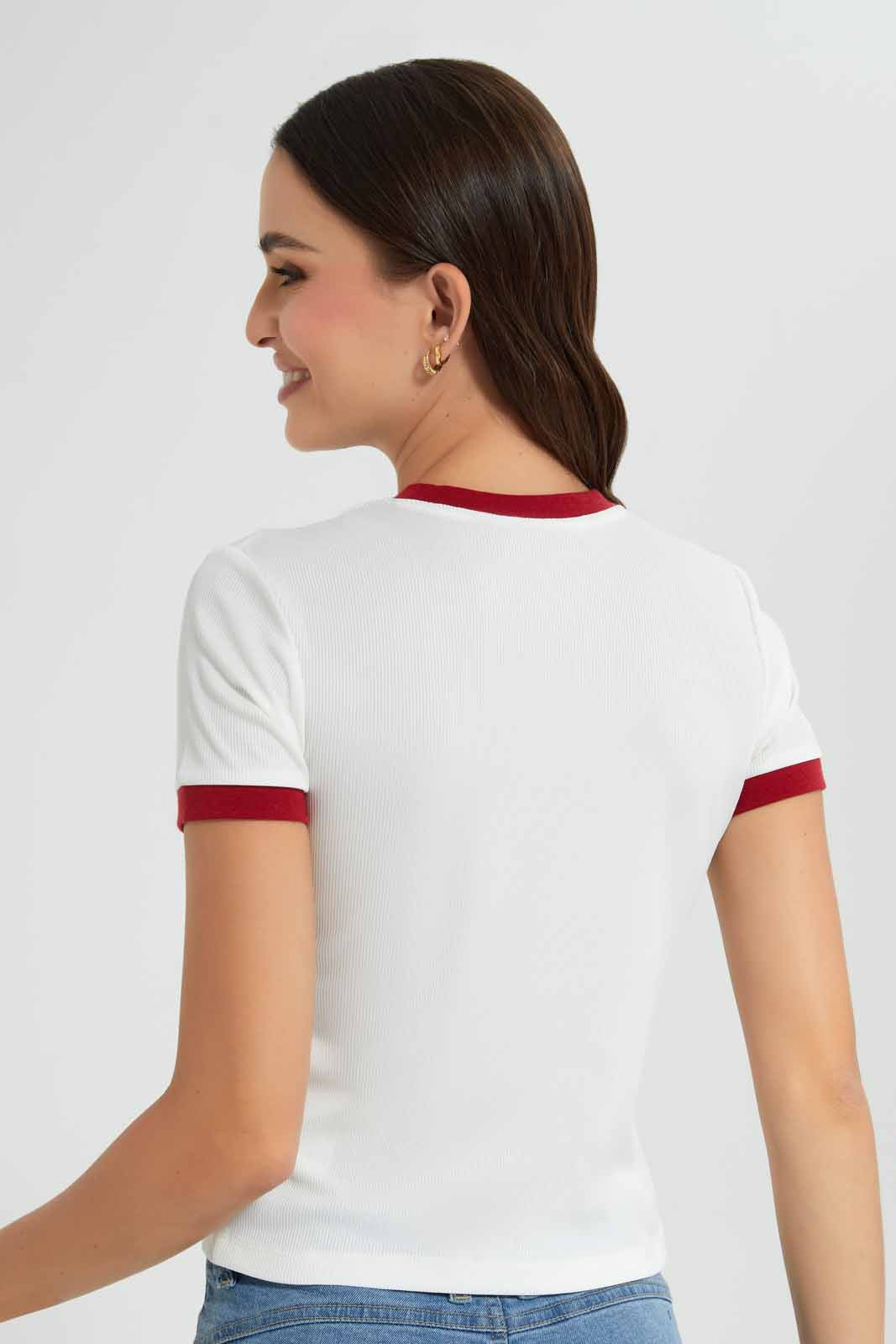 Redtag-White-Placement-Emb-Active-T-Shirt-Category:T-Shirts,-Colour:White,-Deals:New-In,-Filter:Women's-Clothing,-New-In-Women,-Non-Sale,-Section:Women,-W22O,-Women-T-Shirts-Women's-