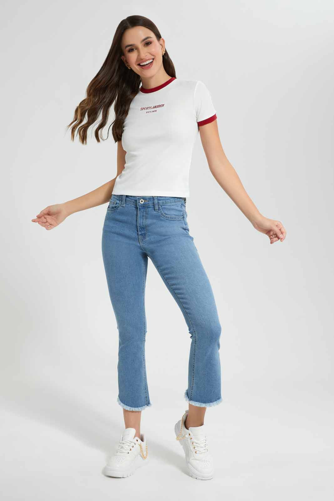 Redtag-White-Placement-Emb-Active-T-Shirt-Category:T-Shirts,-Colour:White,-Deals:New-In,-Filter:Women's-Clothing,-New-In-Women,-Non-Sale,-Section:Women,-W22O,-Women-T-Shirts-Women's-