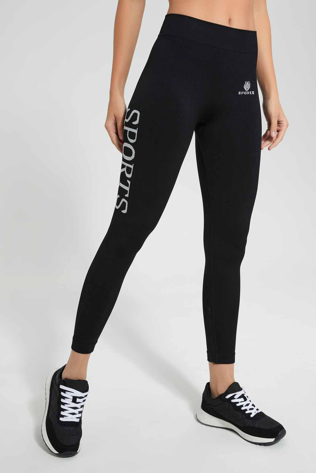 Redtag-Black-Seamless-Pant-With-Placement-Print-Category:Joggers,-Colour:Black,-Deals:New-In,-Filter:Women's-Clothing,-New-In-Women,-Non-Sale,-Section:Women,-W22O,-Women-Joggers-Women's-
