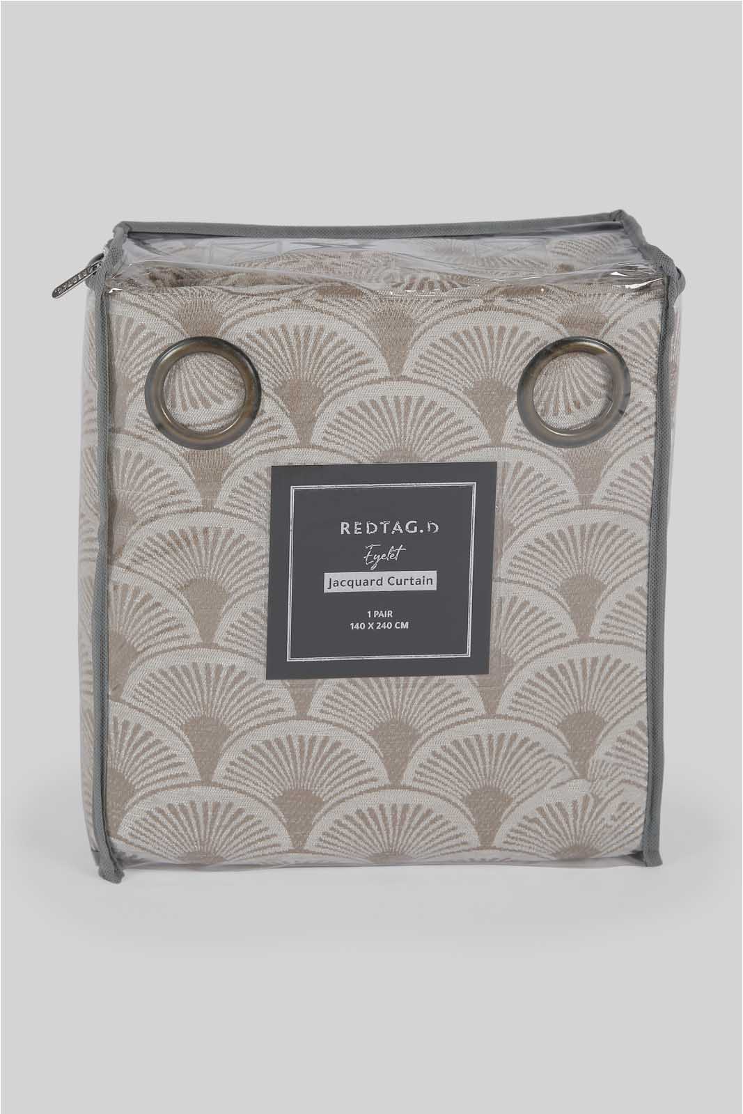 Redtag-Beige--2-Piece-Floral-Jacquard-Curtain-Without-Lining-Category:Curtains,-Colour:Beige,-Deals:New-In,-Dept:Home,-Filter:Home-Bedroom,-HMW-BED-Curtains,-New-In-HMW-BED,-Non-Sale,-Section:Homewares,-W22B-Home-Bedroom-