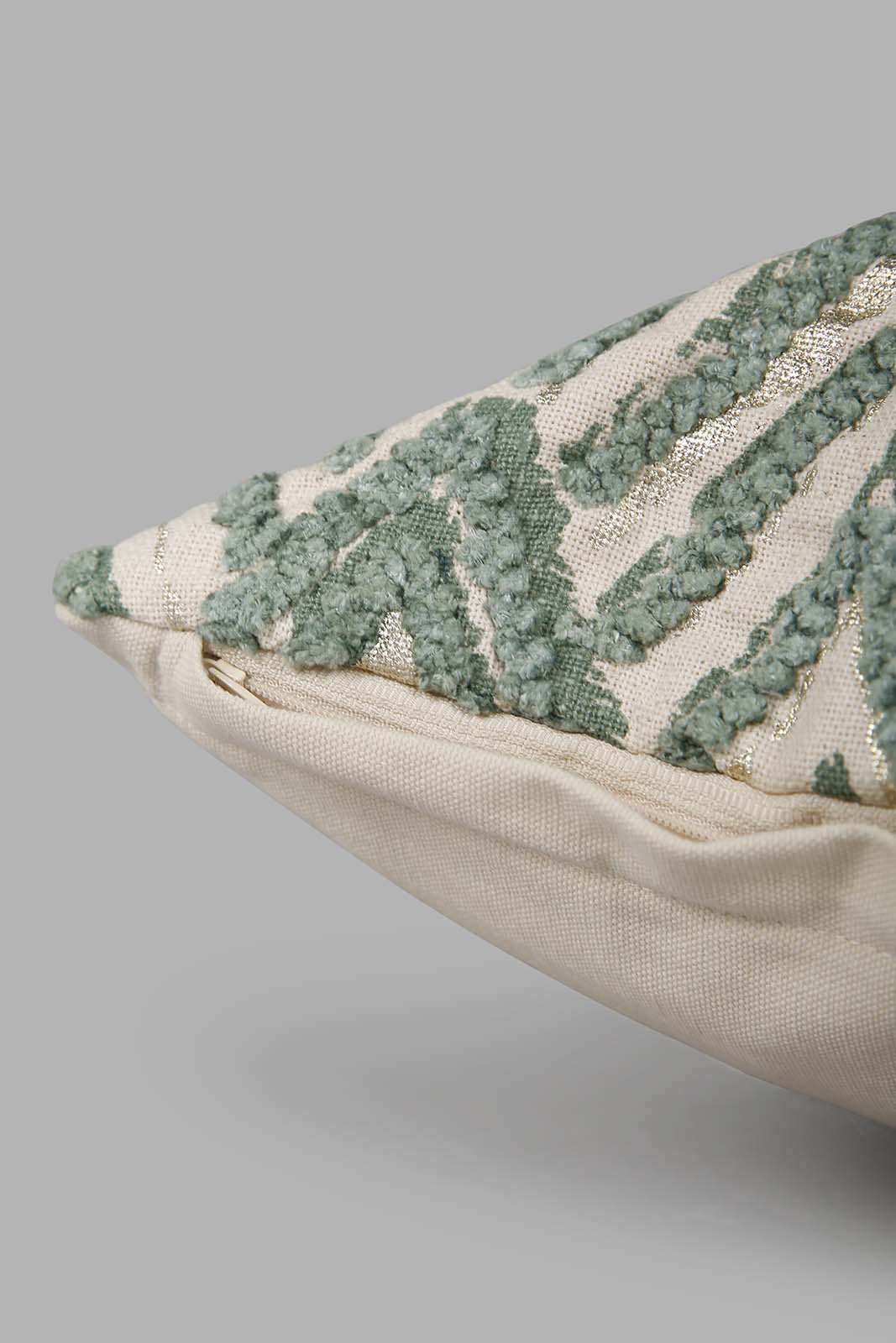 Redtag-Gold/Green-Embroidery-Chevron-Cushion-Category:Cushions,-Colour:Green,-Deals:New-In,-Filter:Home-Bedroom,-HMW-BED-Cushions,-New-In-HMW-BED,-Non-Sale,-Section:Homewares,-W22B-Home-Bedroom-