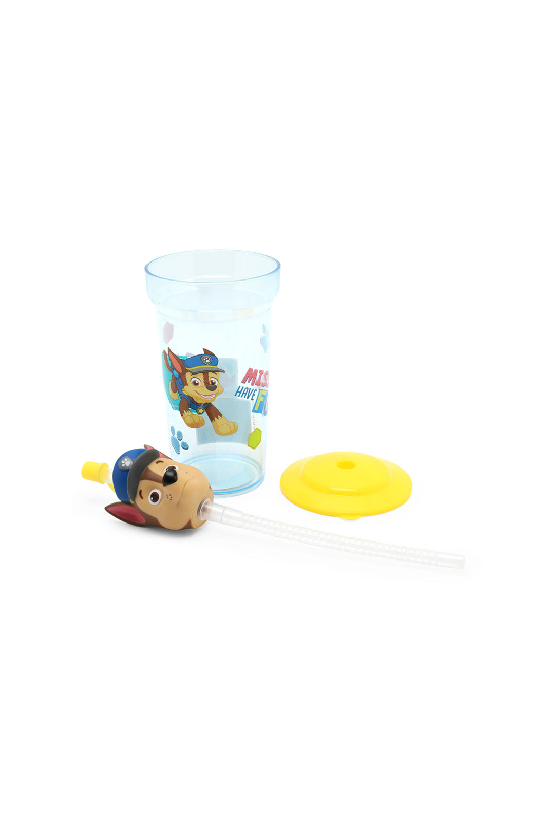 Redtag-Assorted-Chase-Paw-Patrol-3D-Face-Lid-Tumbler-With-Straw-Category:Bottles,-CHR,-Colour:Assorted,-Filter:Travel-Accessories,-IMP-Bottles,-New-In,-New-In-IMP-ACC,-Non-Sale,-Section:Homewares,-W22A-Home-Accessories-