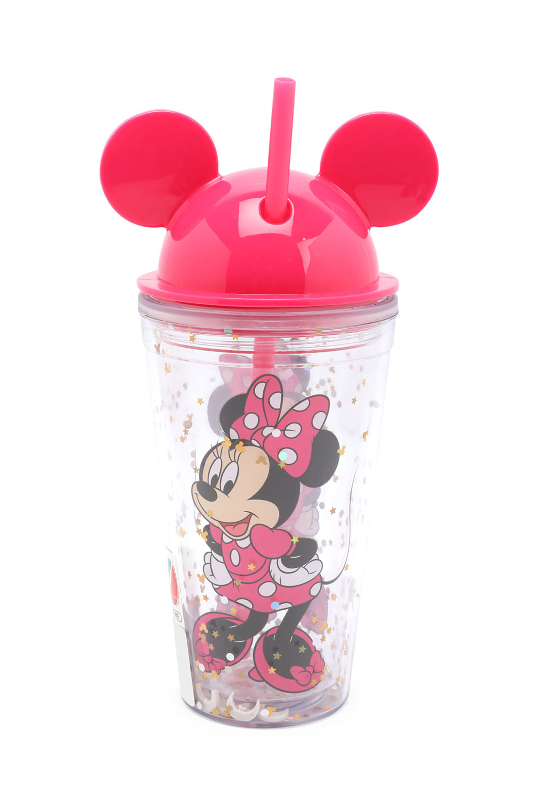Redtag-Pink-Minnie-3D-Lid-Double-Wall-Tumbler-With-Straw-Category:Bottles,-CHR,-Colour:Pink,-Filter:Travel-Accessories,-IMP-Bottles,-New-In,-New-In-IMP-ACC,-Non-Sale,-Section:Homewares,-W22A-Home-Accessories-