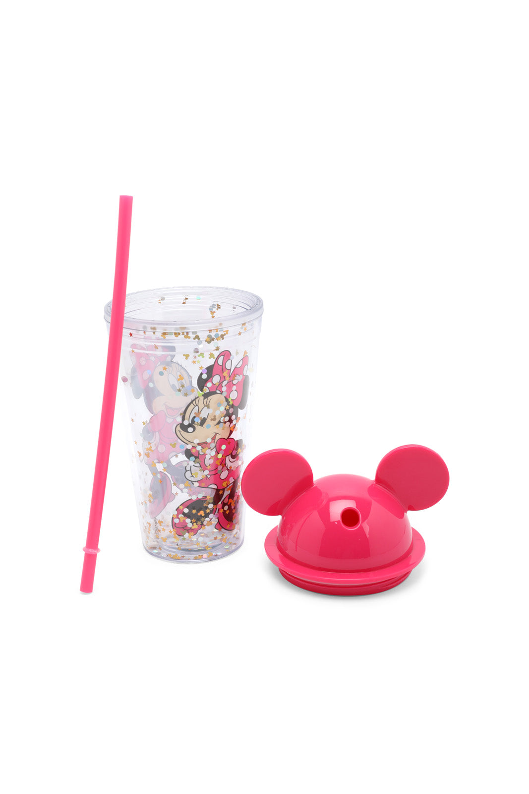 Redtag-Pink-Minnie-3D-Lid-Double-Wall-Tumbler-With-Straw-Category:Bottles,-CHR,-Colour:Pink,-Filter:Travel-Accessories,-IMP-Bottles,-New-In,-New-In-IMP-ACC,-Non-Sale,-Section:Homewares,-W22A-Home-Accessories-