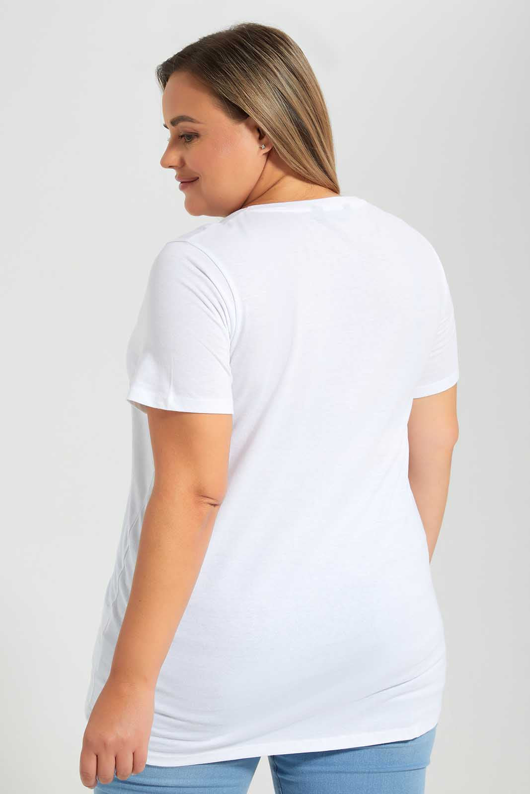 Redtag-White-With-Sequines-Category:T-Shirts,-Colour:White,-Deals:New-In,-Filter:Plus-Size,-LDP-T-Shirts,-New-In-LDP-APL,-Non-Sale,-Section:Women,-W22O-Women's-