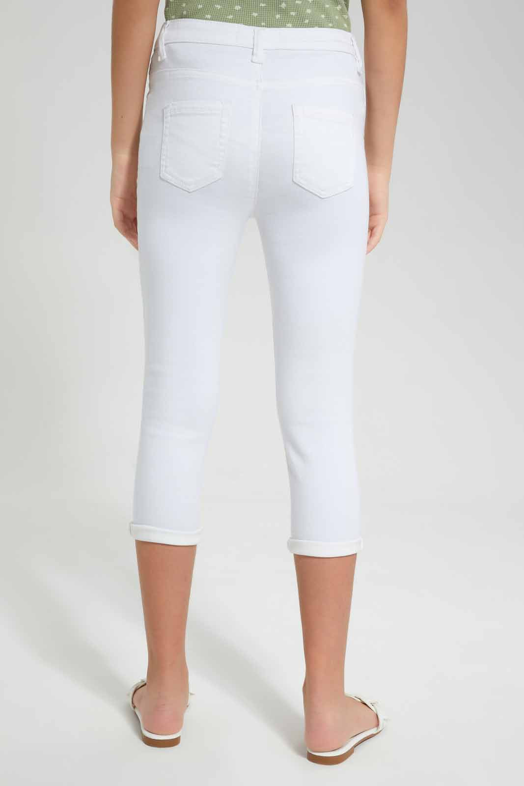 Redtag-White-Capri-Jegging-Category:Jeggings,-Colour:White,-Deals:New-In,-Filter:Senior-Girls-(9-to-14-Yrs),-GSR-Jeggings,-New-In-GSR-APL,-Non-Sale,-Section:Girls-(0-to-14Yrs),-W22O-Senior-Girls-9 to 14 Years