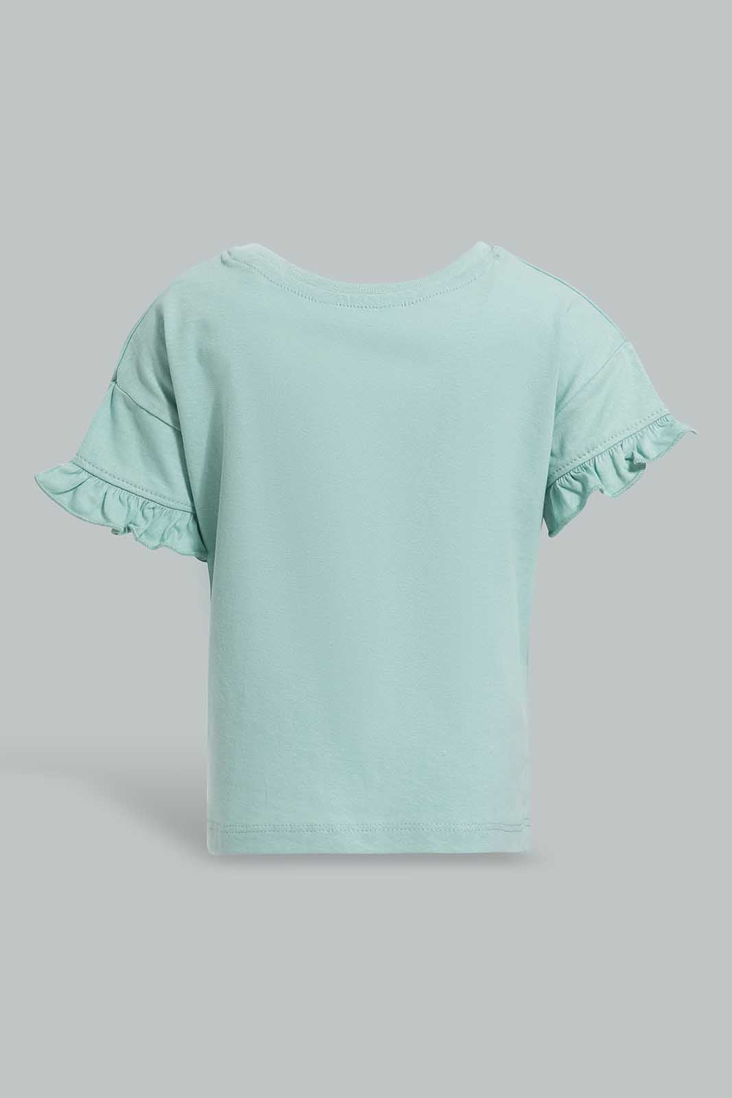 Redtag-Green-Solid-Drop-Shoulder-T-Shirt-Category:T-Shirts,-Colour:Green,-Deals:New-In,-Filter:Infant-Girls-(3-to-24-Mths),-ING-T-Shirts,-New-In-ING-APL,-Non-Sale,-Section:Girls-(0-to-14Yrs),-W22O-Infant-Girls-3 to 24 Months