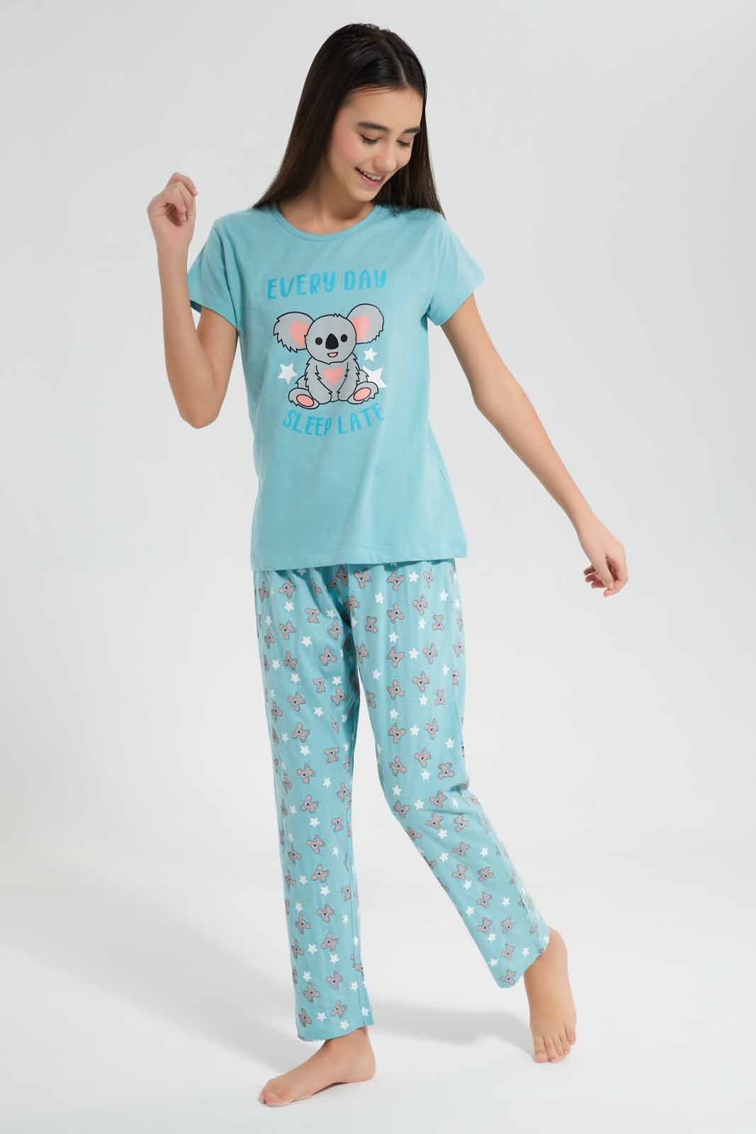 Redtag-Mint-Pyjama-Sets-Category:Pyjama-Sets,-Colour:Assorted,-Deals:New-In,-Filter:Senior-Girls-(9-to-14-Yrs),-GSR-Pyjama-Sets,-New-In-GSR-APL,-Non-Sale,-Section:Girls-(0-to-14Yrs),-W22O-Senior-Girls-9 to 14 Years