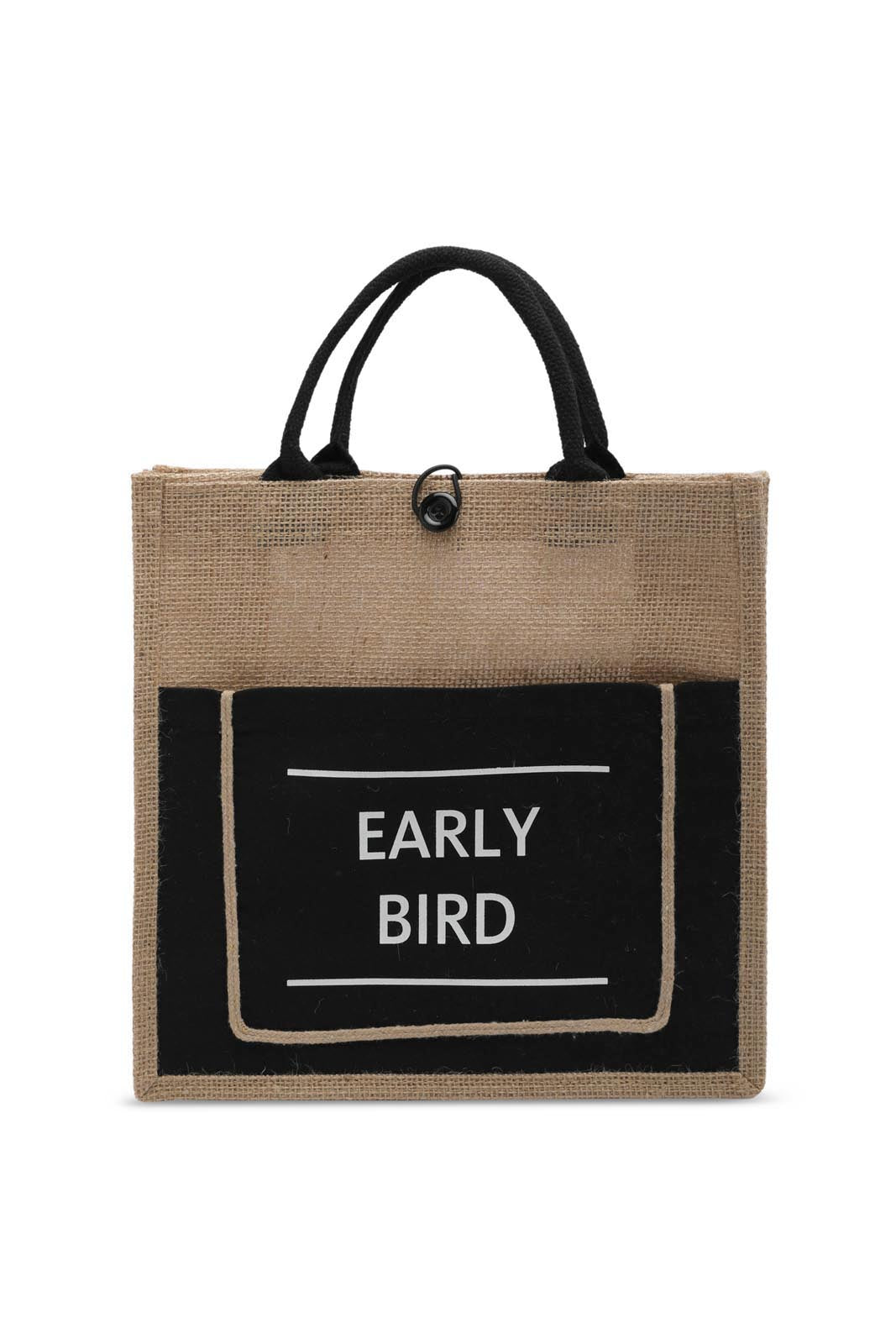 Redtag-Beige/Black-Jute-Shopping-Bag-With-Pocket-Category:Bags,-Colour:Multicolour,-Dept:Home,-Filter:Travel-Accessories,-LUG-Bags,-New-In,-New-In-LUG-ACC,-Non-Sale,-S23A,-Section:Homewares-Travel-Accessories-