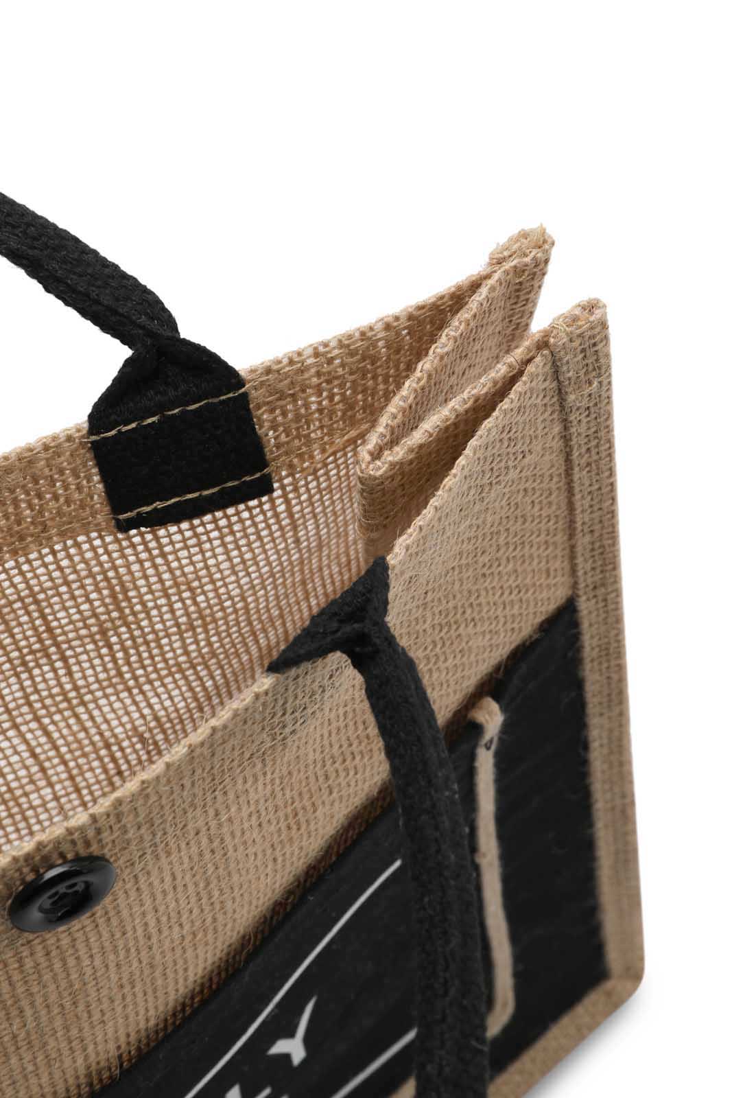 Redtag-Beige/Black-Jute-Shopping-Bag-With-Pocket-Category:Bags,-Colour:Multicolour,-Dept:Home,-Filter:Travel-Accessories,-LUG-Bags,-New-In,-New-In-LUG-ACC,-Non-Sale,-S23A,-Section:Homewares-Travel-Accessories-