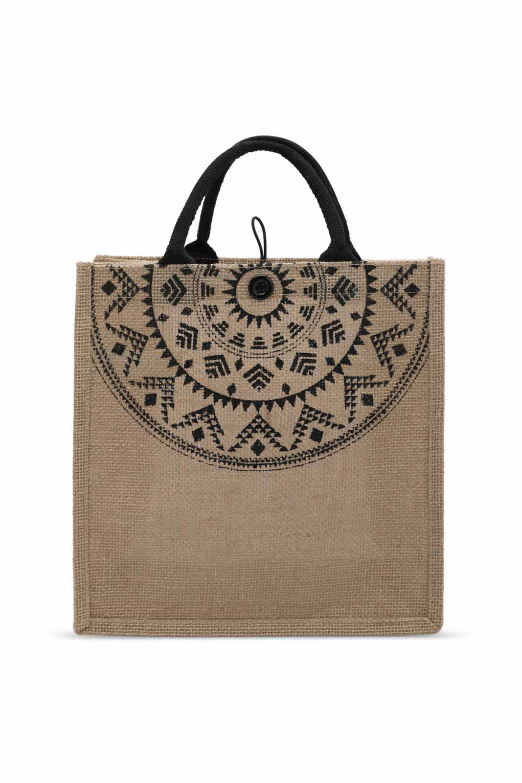 Redtag-Beige/Black-Jute-Shopping-Bag-With-Pocket-Category:Bags,-Colour:Multicolour,-Dept:Home,-Filter:Travel-Accessories,-LUG-Bags,-New-In,-New-In-LUG-ACC,-Non-Sale,-S23A,-Section:Homewares-Travel-Accessories-
