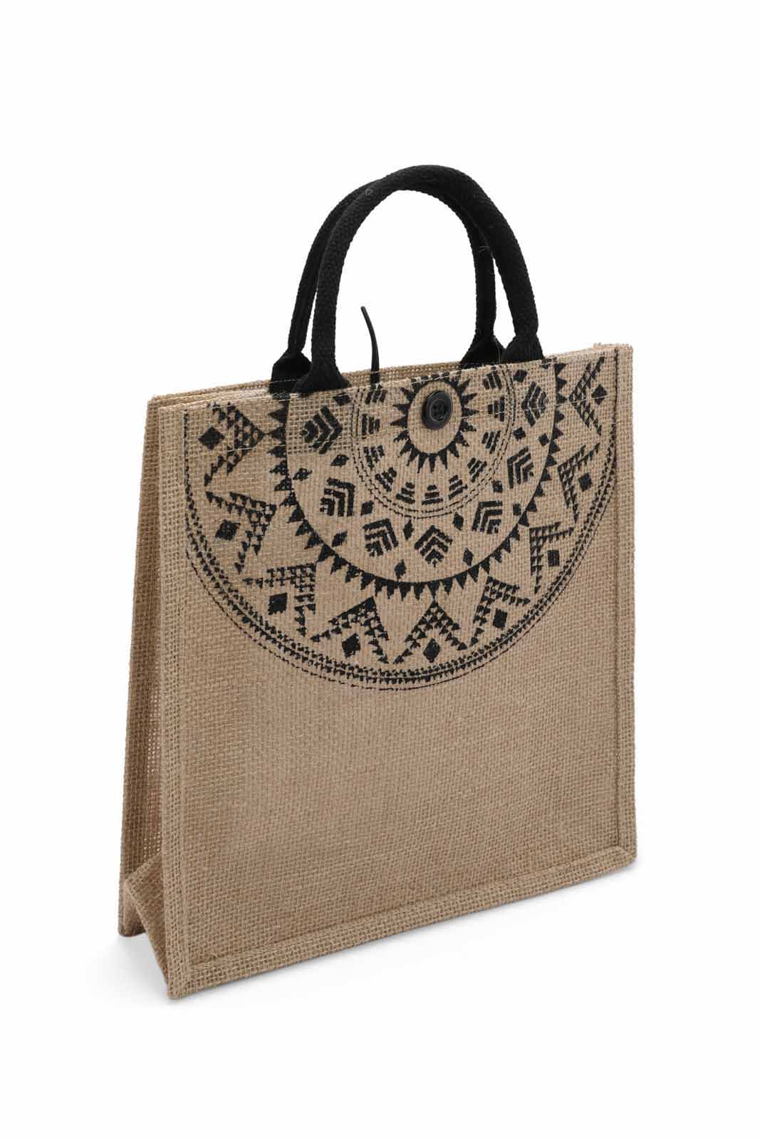 Redtag-Beige/Black-Jute-Shopping-Bag-With-Pocket-Category:Bags,-Colour:Multicolour,-Dept:Home,-Filter:Travel-Accessories,-LUG-Bags,-New-In,-New-In-LUG-ACC,-Non-Sale,-S23A,-Section:Homewares-Travel-Accessories-