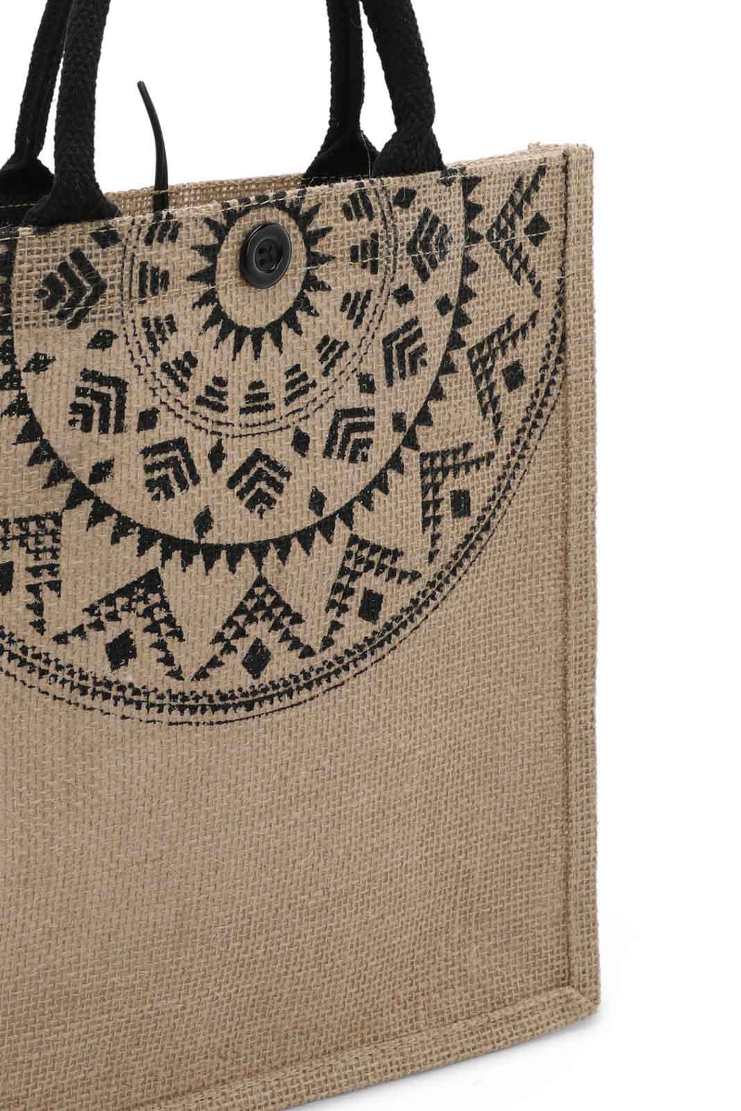 Redtag-Beige/Black-Jute-Shopping-Bag-With-Pocket-Category:Bags,-Colour:Multicolour,-Dept:Home,-Filter:Travel-Accessories,-LUG-Bags,-New-In,-New-In-LUG-ACC,-Non-Sale,-S23A,-Section:Homewares-Travel-Accessories-