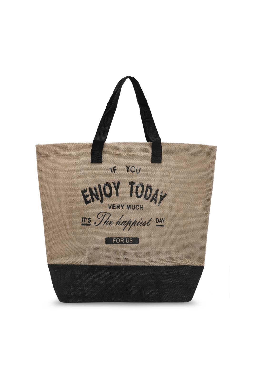 Redtag-Beige/Black-Jute-Shopping-Bag-With-Pocket-Category:Bags,-Colour:Multicolour,-Dept:Home,-Filter:Travel-Accessories,-LUG-Bags,-New-In,-New-In-LUG-ACC,-Non-Sale,-S23A,-Section:Homewares-Travel-Accessories-