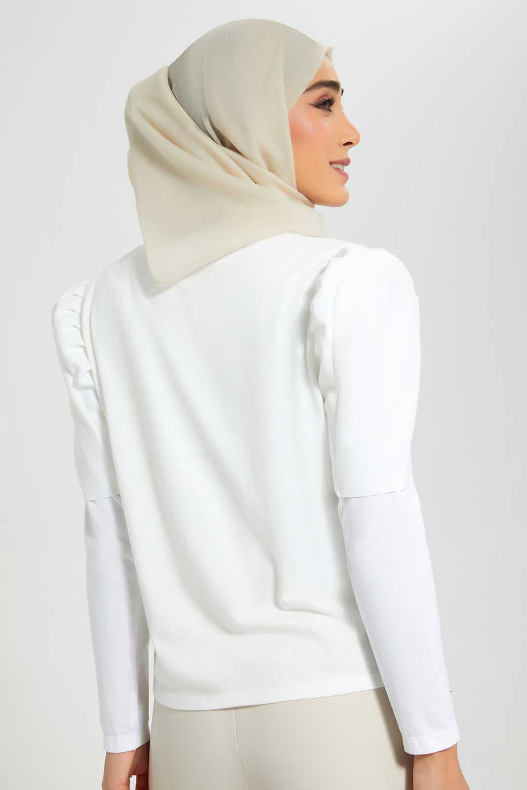 Ivory Jersey Top Puff Sleeve