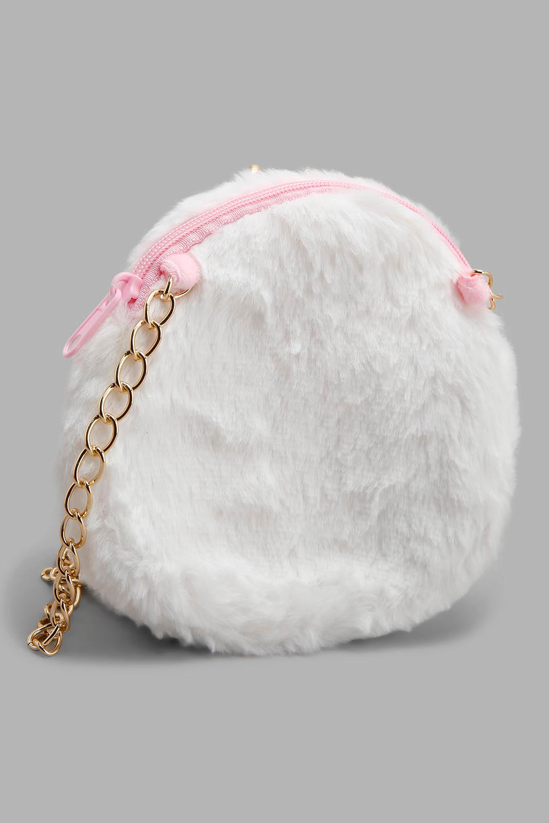 Redtag-White-Character-Faux-Fur-Crossbody-Category:Bags,-Colour:White,-Filter:Girls-Accessories,-GIR-Bags,-New-In,-New-In-GIR-ACC,-Non-Sale,-Section:Girls-(0-to-14Yrs),-W22A-Girls-
