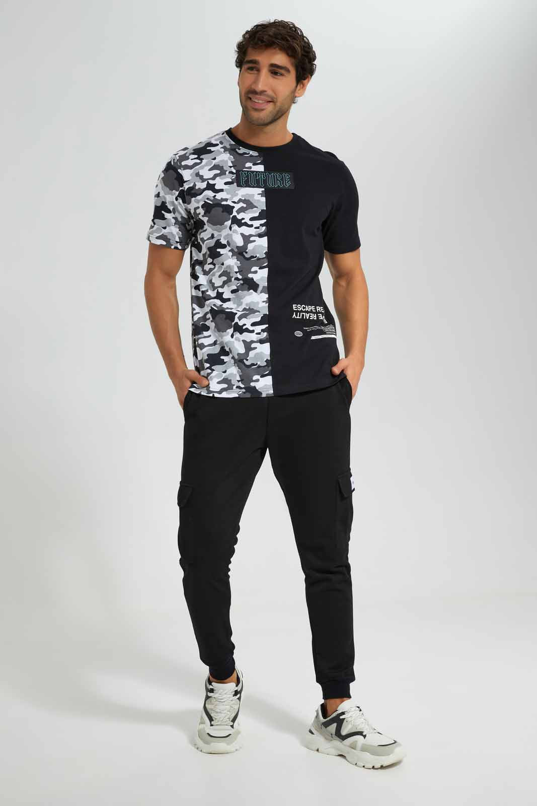 Redtag-Black-Cargo-Pocket-Jogger-Category:Joggers,-Colour:Black,-Deals:New-In,-Filter:Men's-Clothing,-Men-Joggers,-New-In-Men-APL,-Non-Sale,-Section:Men,-W22O-Men's-