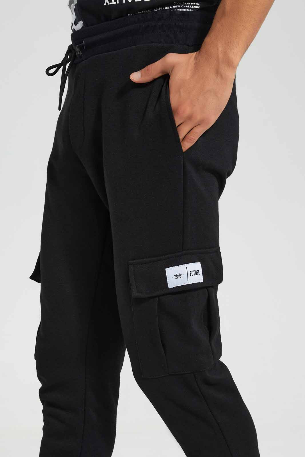 Redtag-Black-Cargo-Pocket-Jogger-Category:Joggers,-Colour:Black,-Deals:New-In,-Filter:Men's-Clothing,-Men-Joggers,-New-In-Men-APL,-Non-Sale,-Section:Men,-W22O-Men's-
