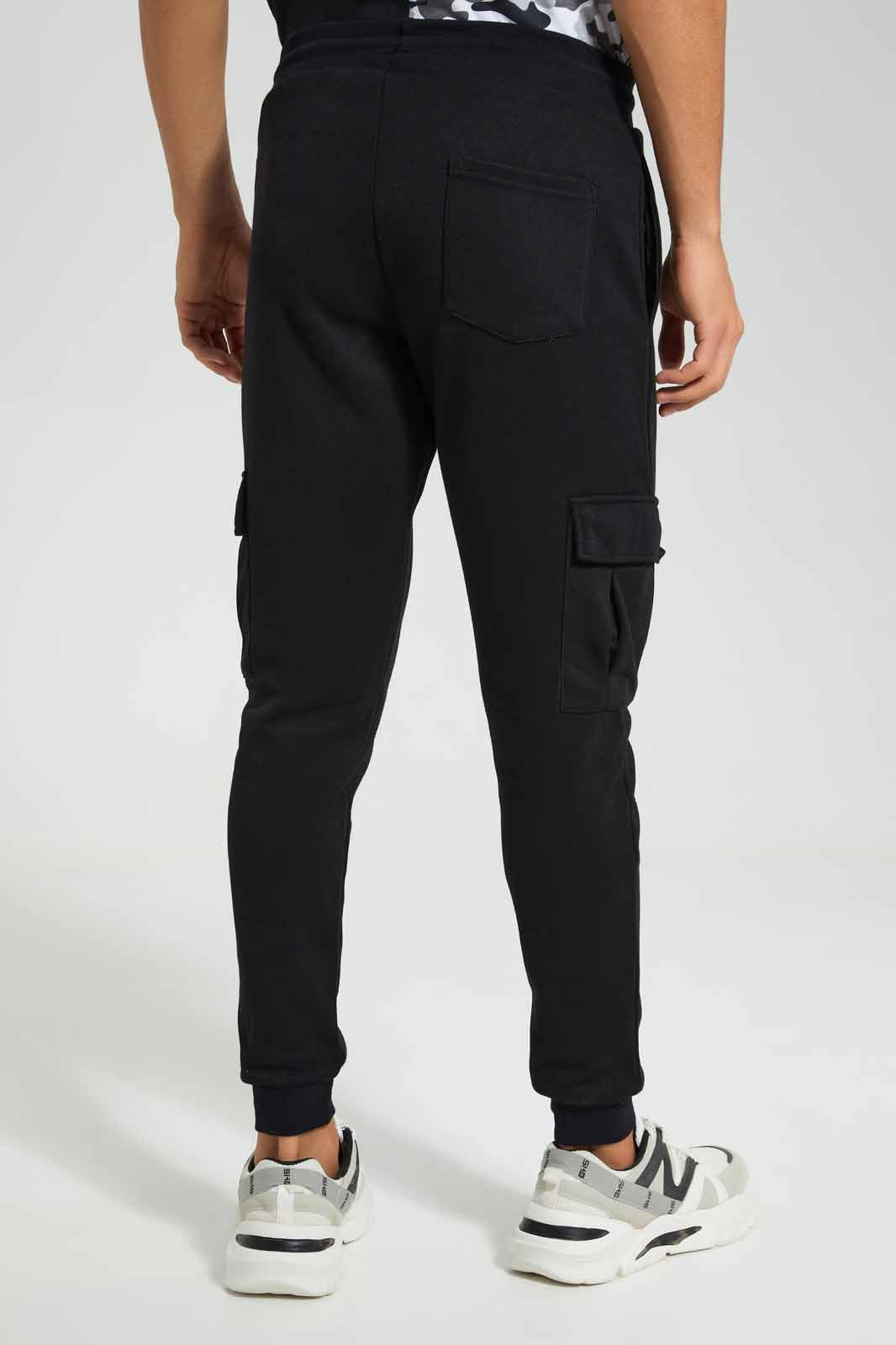 Redtag-Black-Cargo-Pocket-Jogger-Category:Joggers,-Colour:Black,-Deals:New-In,-Filter:Men's-Clothing,-Men-Joggers,-New-In-Men-APL,-Non-Sale,-Section:Men,-W22O-Men's-