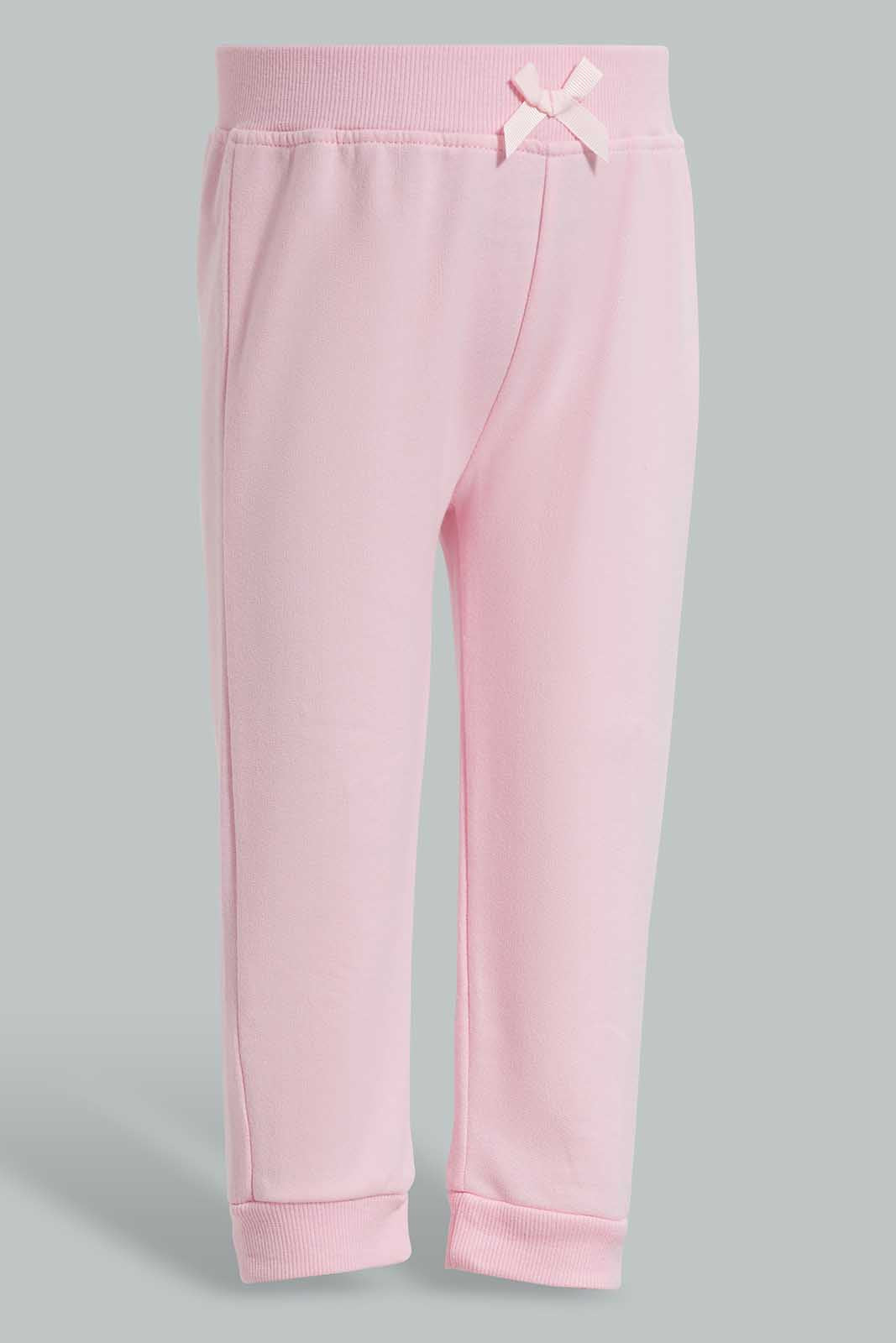 Redtag-Yellow-&-Pink-Solid-Colour-2Pcs-Pack-Track-Pants-Category:Joggers,-Colour:Assorted,-Deals:New-In,-Filter:Infant-Girls-(3-to-24-Mths),-ING-Joggers,-New-In-ING-APL,-Non-Sale,-Section:Girls-(0-to-14Yrs),-W22O-Infant-Girls-3 to 24 Months