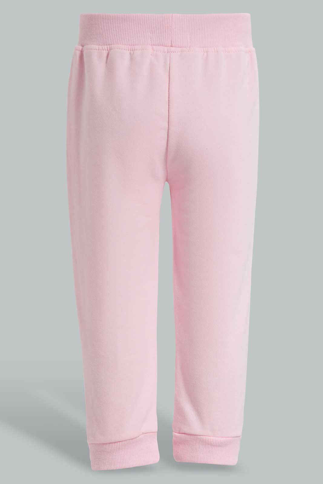 Redtag-Yellow-&-Pink-Solid-Colour-2Pcs-Pack-Track-Pants-Category:Joggers,-Colour:Assorted,-Deals:New-In,-Filter:Infant-Girls-(3-to-24-Mths),-ING-Joggers,-New-In-ING-APL,-Non-Sale,-Section:Girls-(0-to-14Yrs),-W22O-Infant-Girls-3 to 24 Months