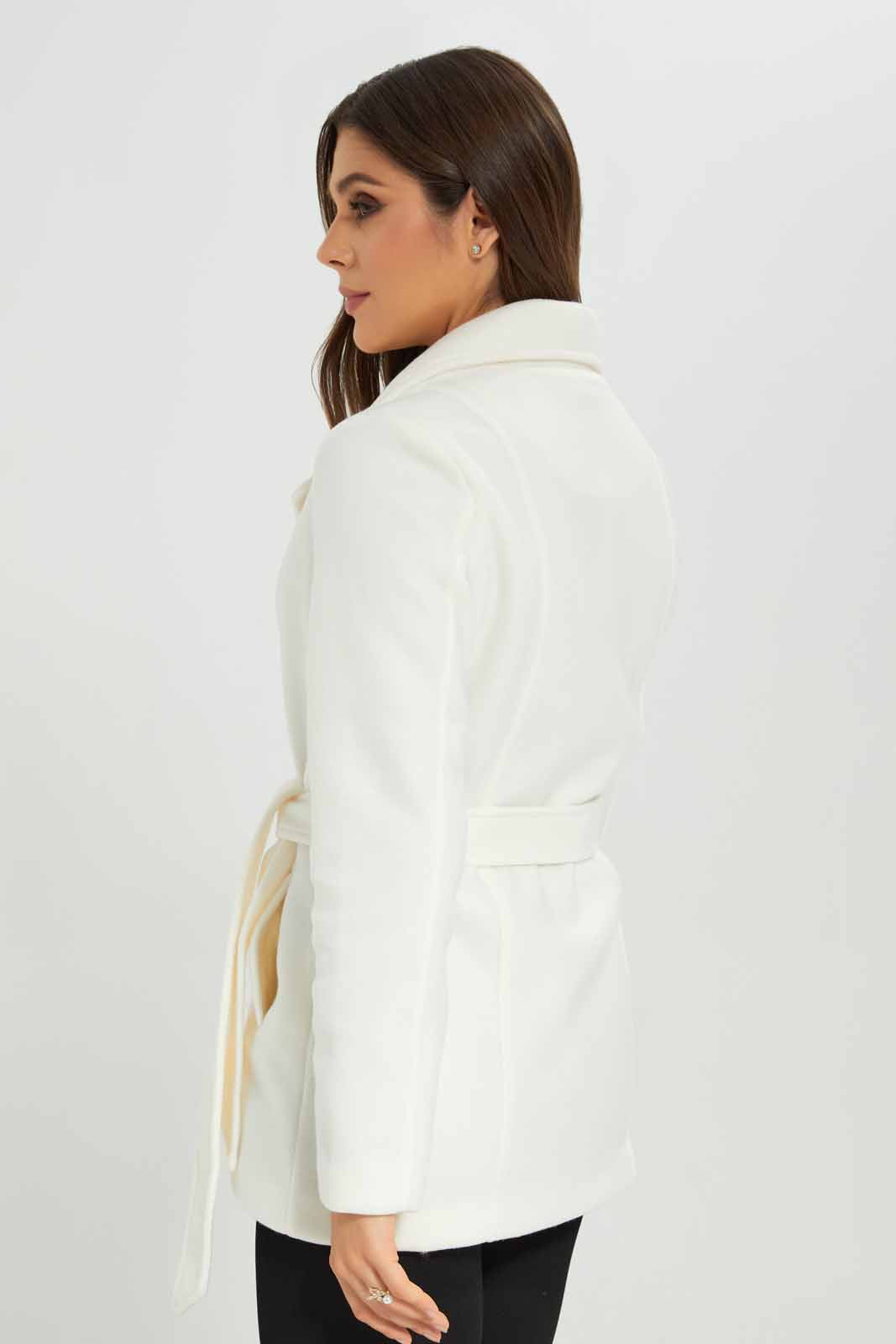 Redtag-Ivory-L/S-Plain-Notch-Collar-Belted-Coat-Category:Jackets,-Colour:Ivory,-Deals:New-In,-EHW,-Filter:Women's-Clothing,-New-In-Women-APL,-Non-Sale,-Section:Women,-W22B,-Women-Jackets-Women's-