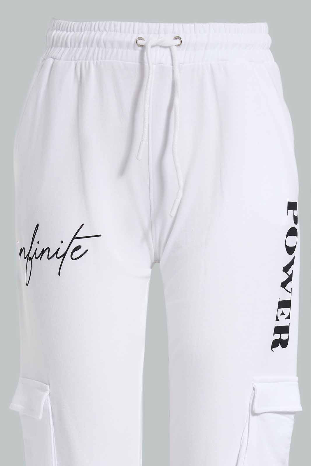 Redtag-White-Cargo-Pocket-Track-Pants-Category:Joggers,-Colour:White,-Deals:New-In,-Filter:Senior-Girls-(9-to-14-Yrs),-GSR-Joggers,-New-In-GSR-APL,-Non-Sale,-Section:Girls-(0-to-14Yrs),-W22O-Senior-Girls-9 to 14 Years