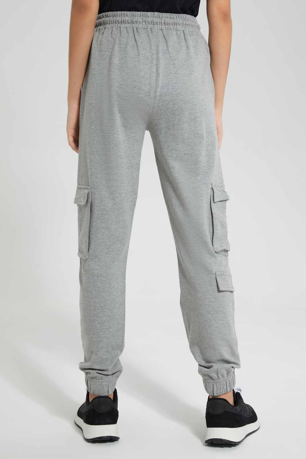 Redtag-Grey-Melange-Cargo-Pocket-with-Zipper-Category:Joggers,-Colour:Grey,-Deals:New-In,-Filter:Senior-Girls-(9-to-14-Yrs),-GSR-Joggers,-New-In-GSR-APL,-Non-Sale,-Section:Girls-(0-to-14Yrs),-W22O-Senior-Girls-9 to 14 Years