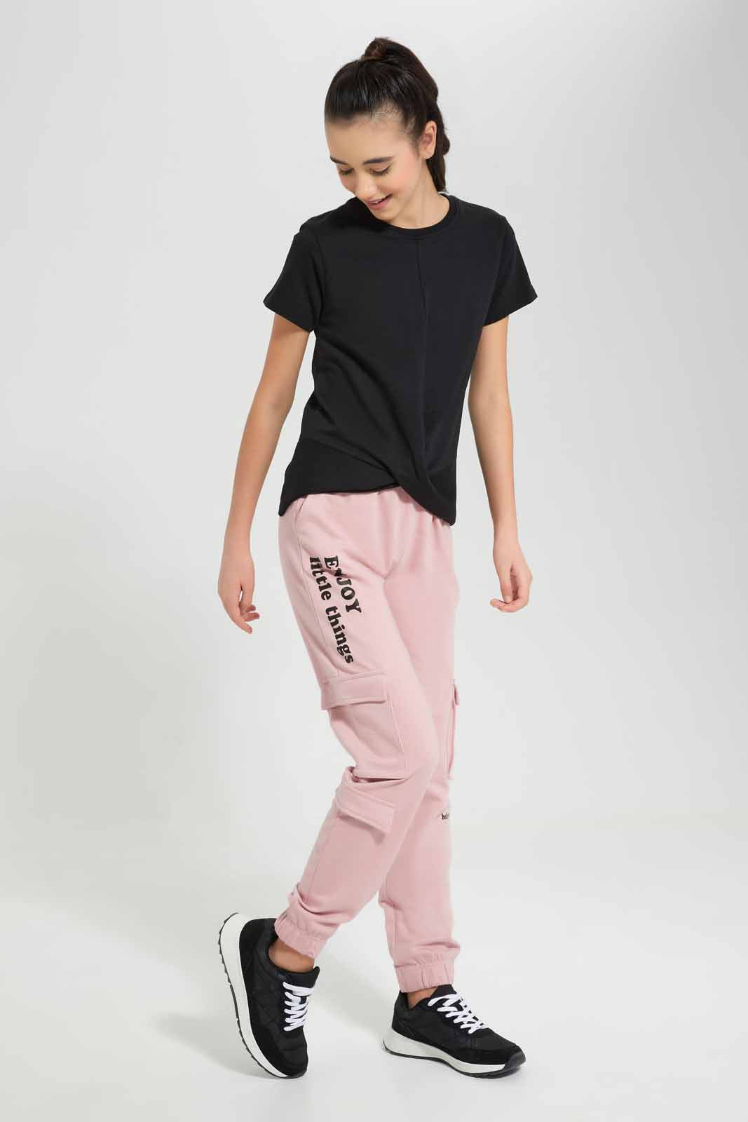Redtag-Pink-Cargo-Pocket-with-Zipper-Category:Joggers,-Colour:Apricot,-Deals:New-In,-Filter:Senior-Girls-(9-to-14-Yrs),-GSR-Joggers,-New-In-GSR-APL,-Non-Sale,-Section:Girls-(0-to-14Yrs),-W22O-Senior-Girls-9 to 14 Years
