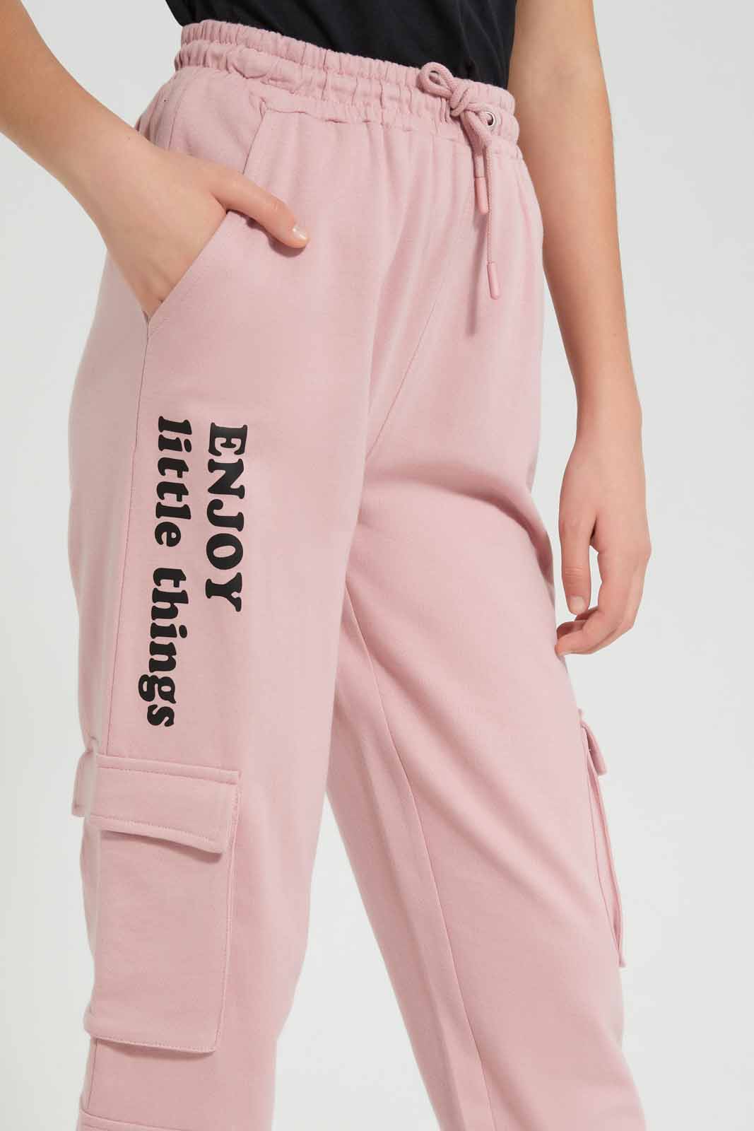 Redtag-Pink-Cargo-Pocket-with-Zipper-Category:Joggers,-Colour:Apricot,-Deals:New-In,-Filter:Senior-Girls-(9-to-14-Yrs),-GSR-Joggers,-New-In-GSR-APL,-Non-Sale,-Section:Girls-(0-to-14Yrs),-W22O-Senior-Girls-9 to 14 Years