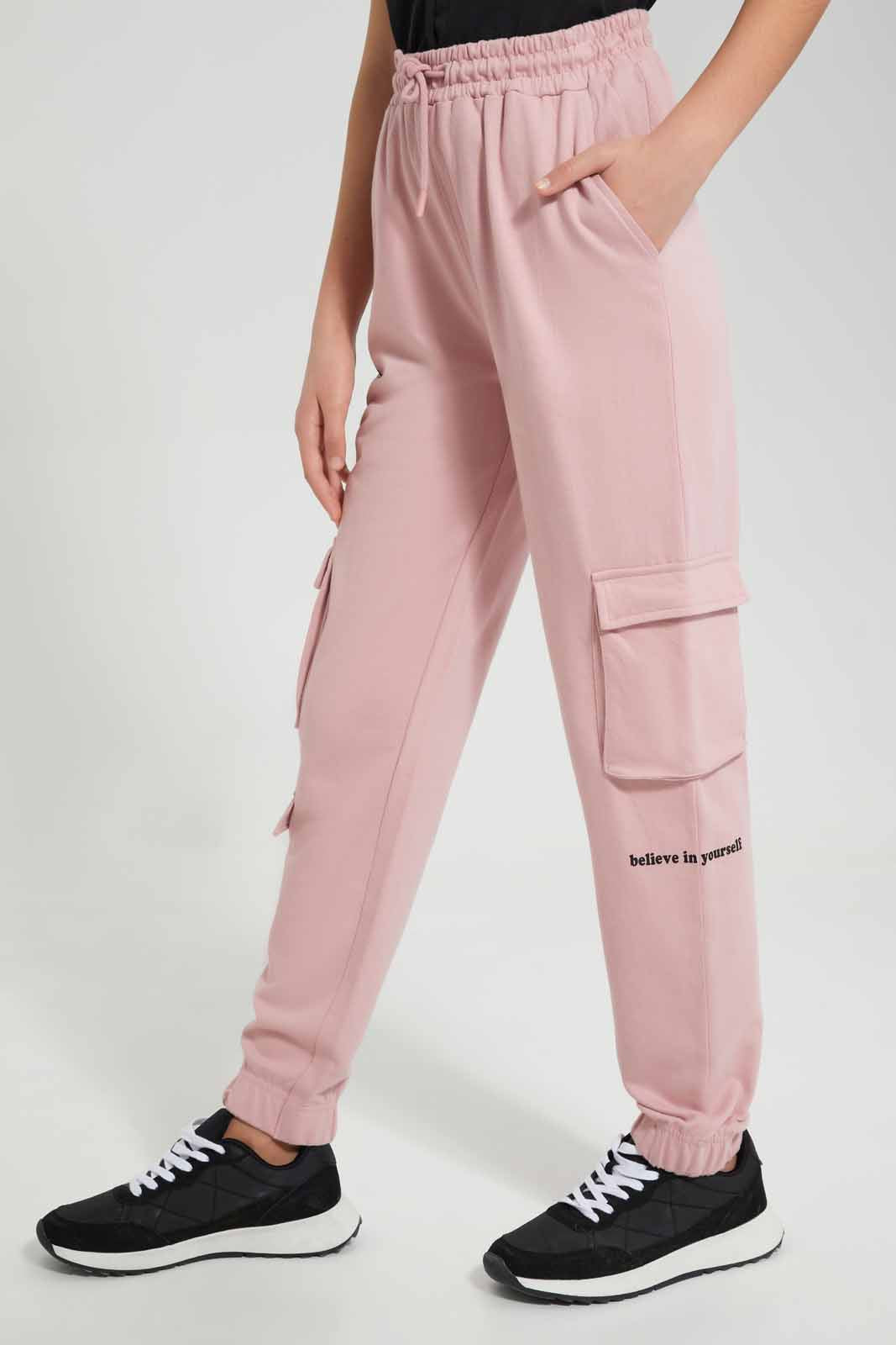 Redtag-Pink-Cargo-Pocket-with-Zipper-Category:Joggers,-Colour:Apricot,-Deals:New-In,-Filter:Senior-Girls-(9-to-14-Yrs),-GSR-Joggers,-New-In-GSR-APL,-Non-Sale,-Section:Girls-(0-to-14Yrs),-W22O-Senior-Girls-9 to 14 Years