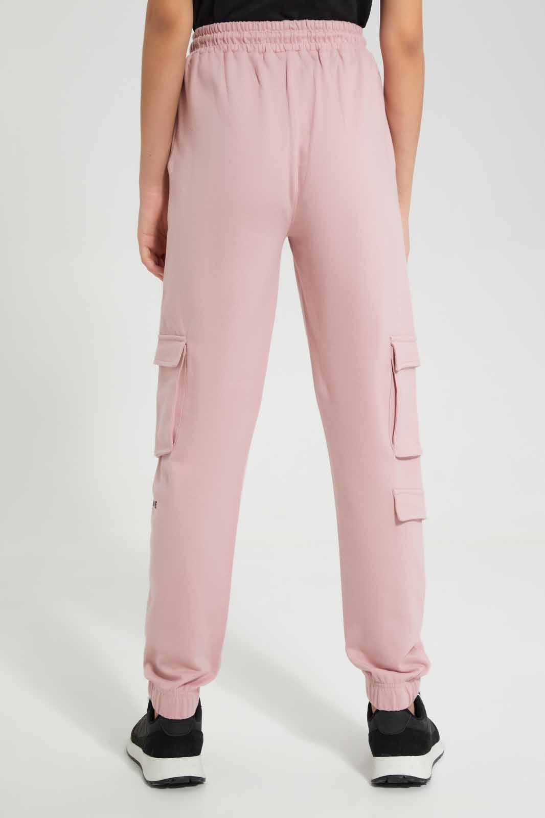 Redtag-Pink-Cargo-Pocket-with-Zipper-Category:Joggers,-Colour:Apricot,-Deals:New-In,-Filter:Senior-Girls-(9-to-14-Yrs),-GSR-Joggers,-New-In-GSR-APL,-Non-Sale,-Section:Girls-(0-to-14Yrs),-W22O-Senior-Girls-9 to 14 Years