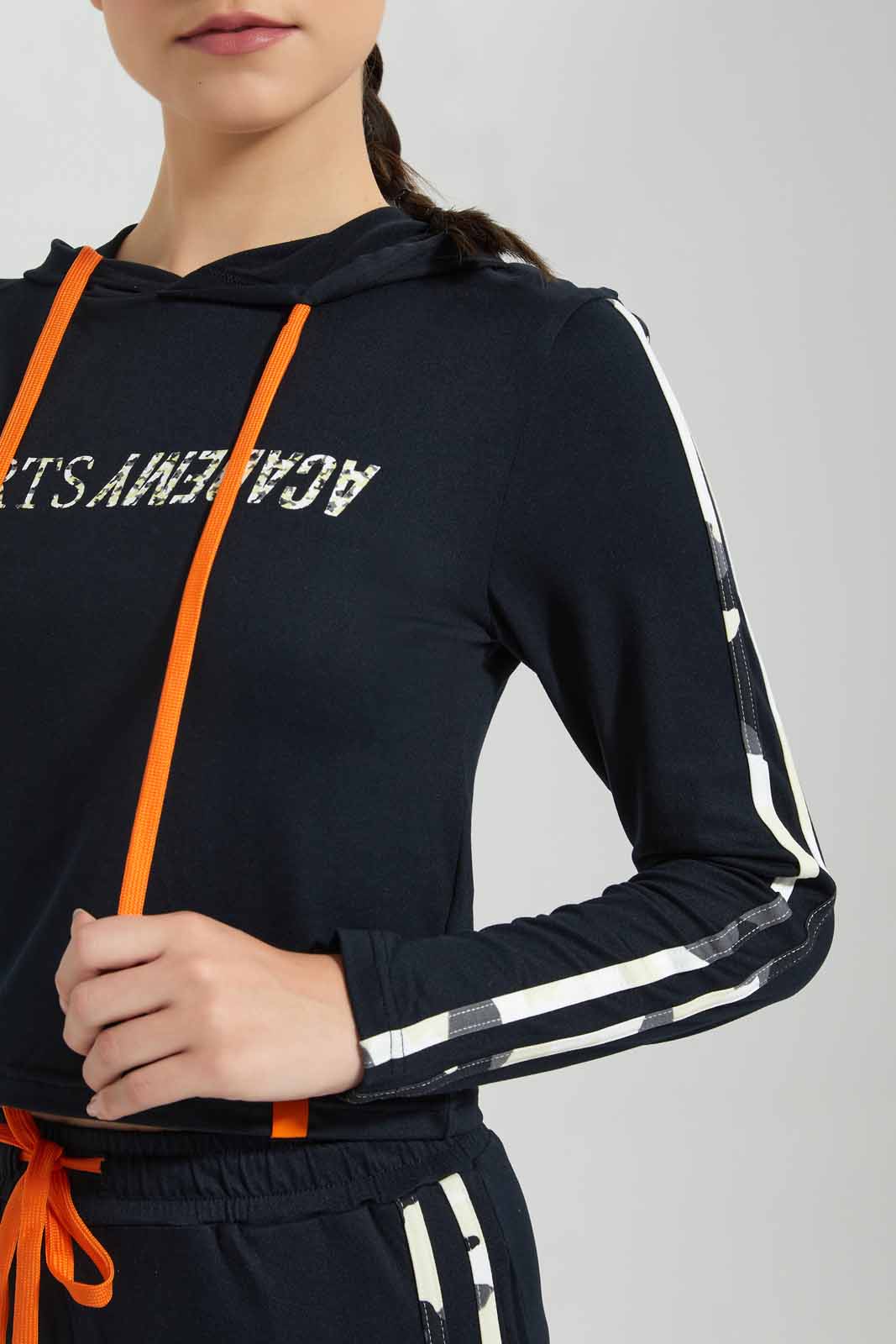 Black Printed Hooded Sweatshirt