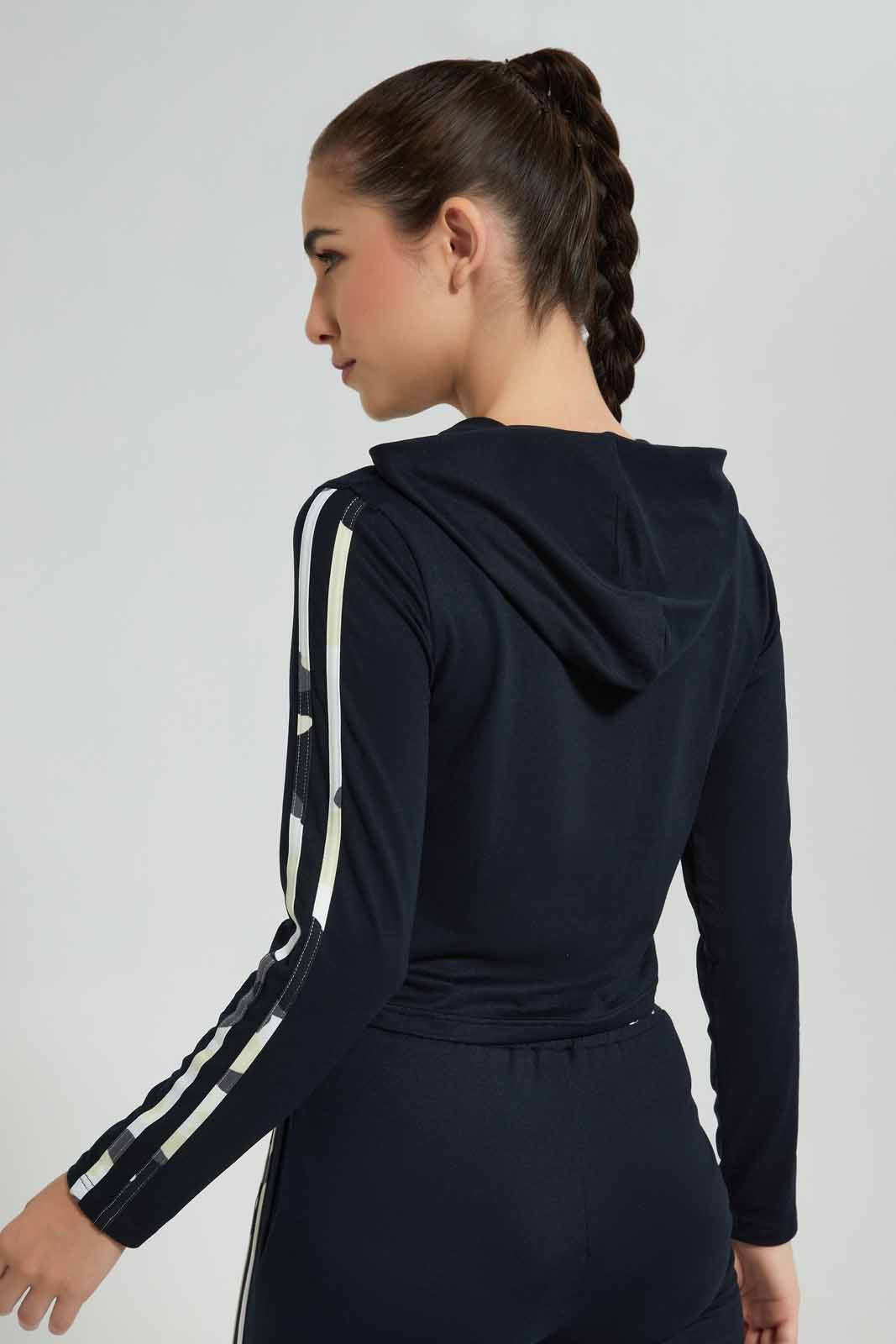 Black Printed Hooded Sweatshirt
